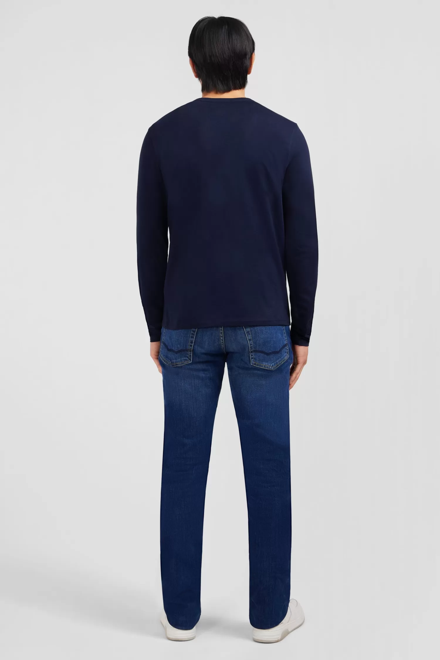 Eden Park Long sleeved navy blue V neck t-shirt< T-shirts