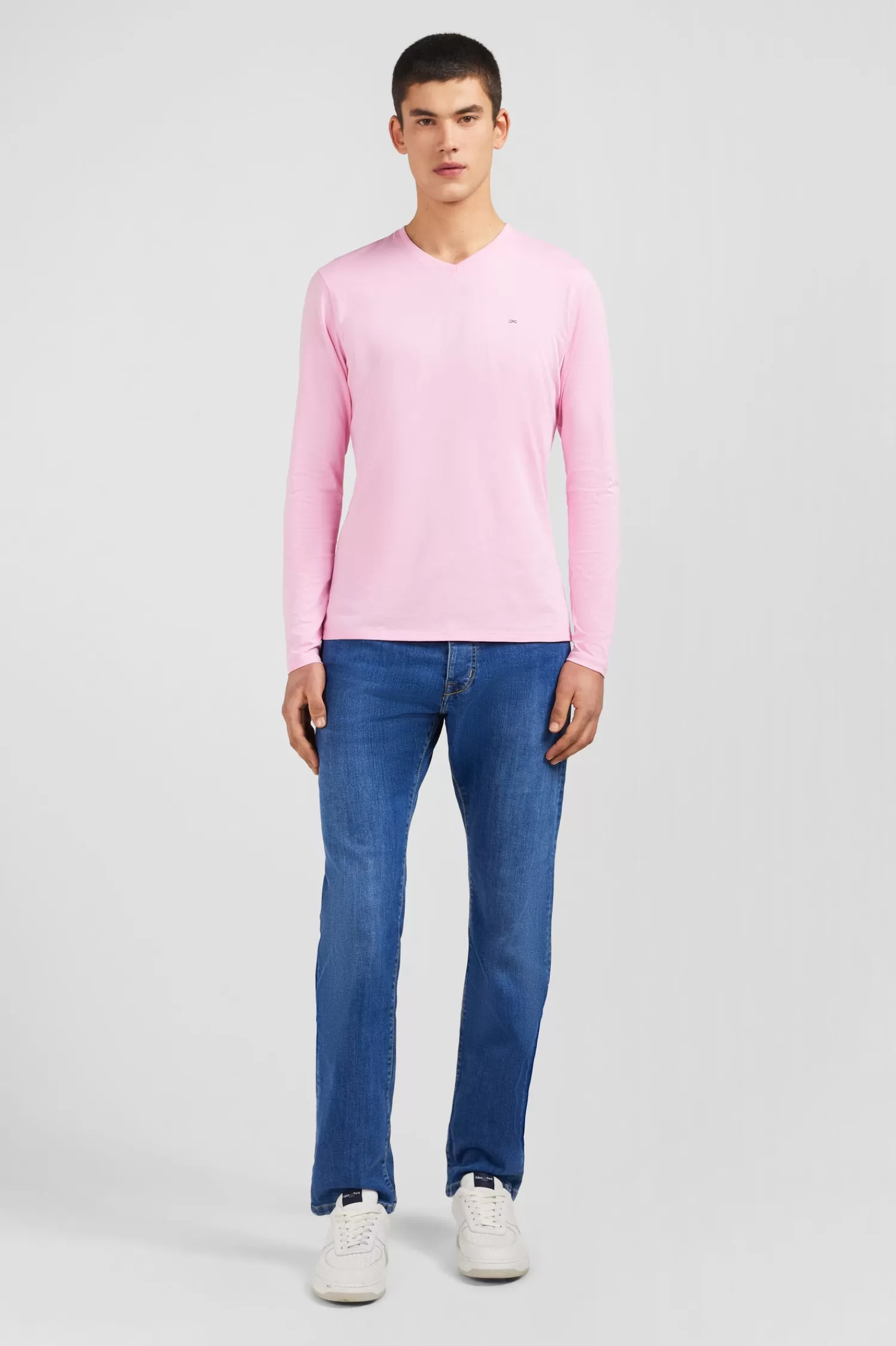Eden Park Long sleeved pink V neck t-shirt< T-shirts