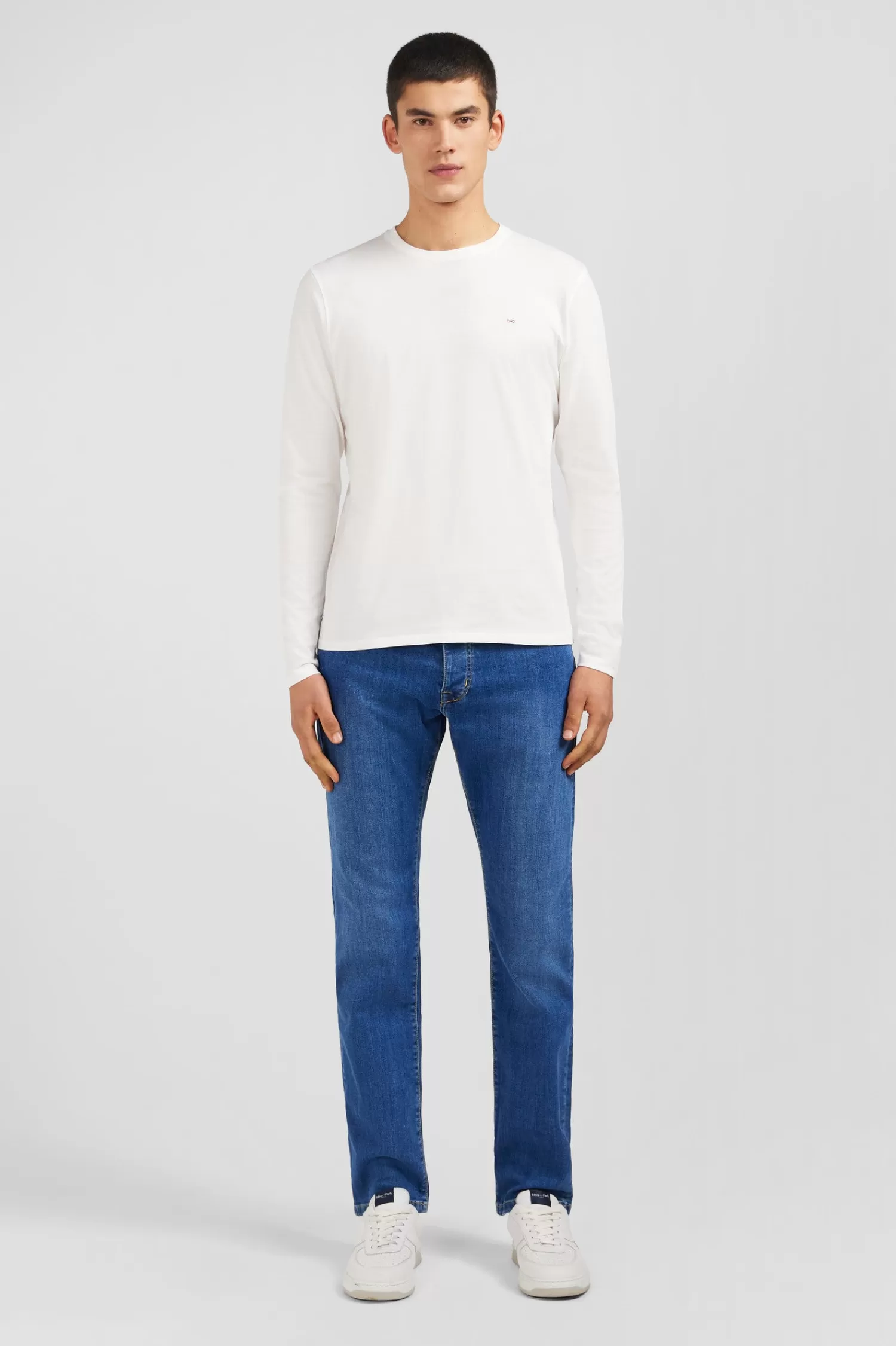 Eden Park Long sleeved white cotton t-shirt< T-shirts