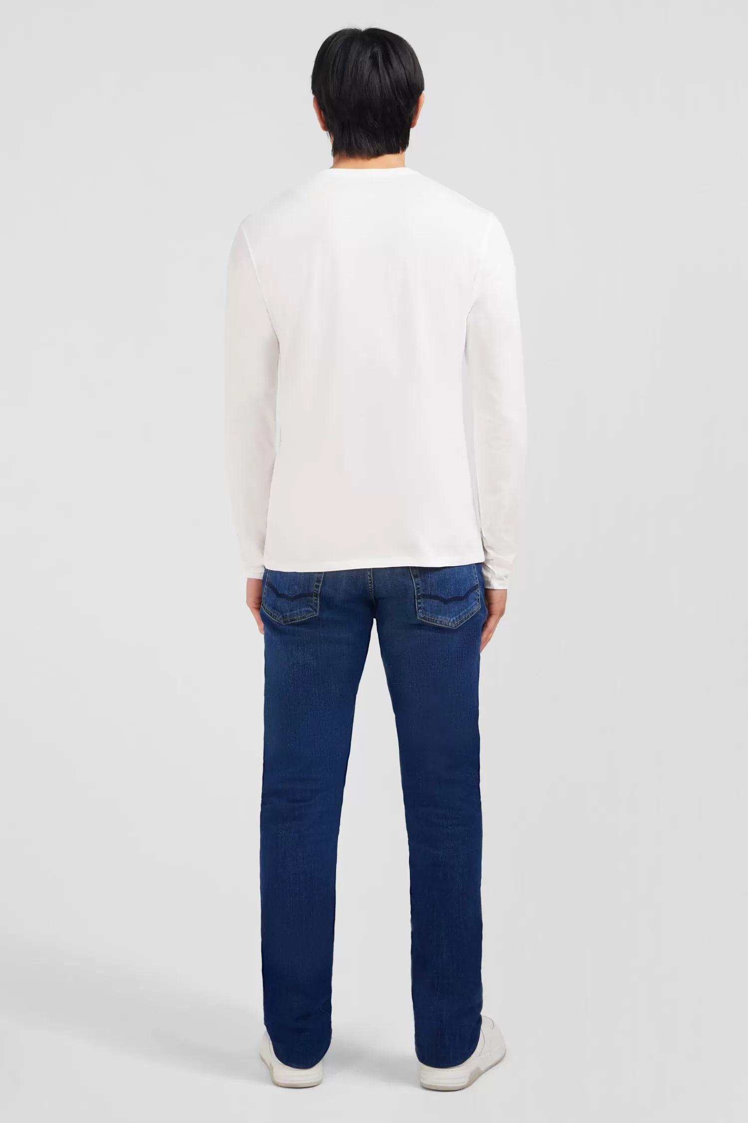 Eden Park Long sleeved white V neck t-shirt< T-shirts