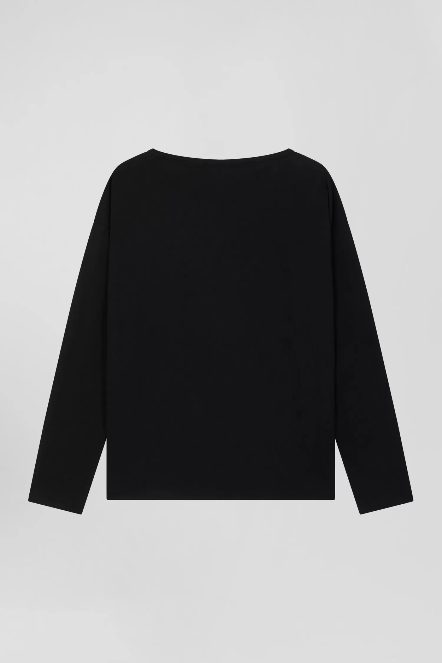 longsleeved_roundneck_tshirt_in_black_cotton_3.webp Eden Park Long-sleeved round-neck t-shirt in black cotton<Women T-shirts