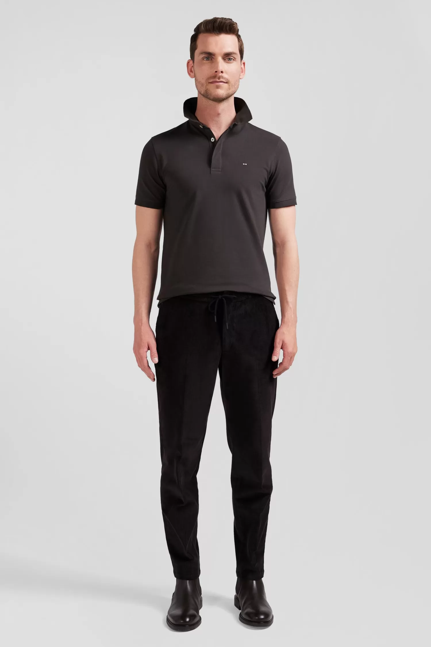 Eden Park Modern brown elastic waist corduroy trousers< Pants