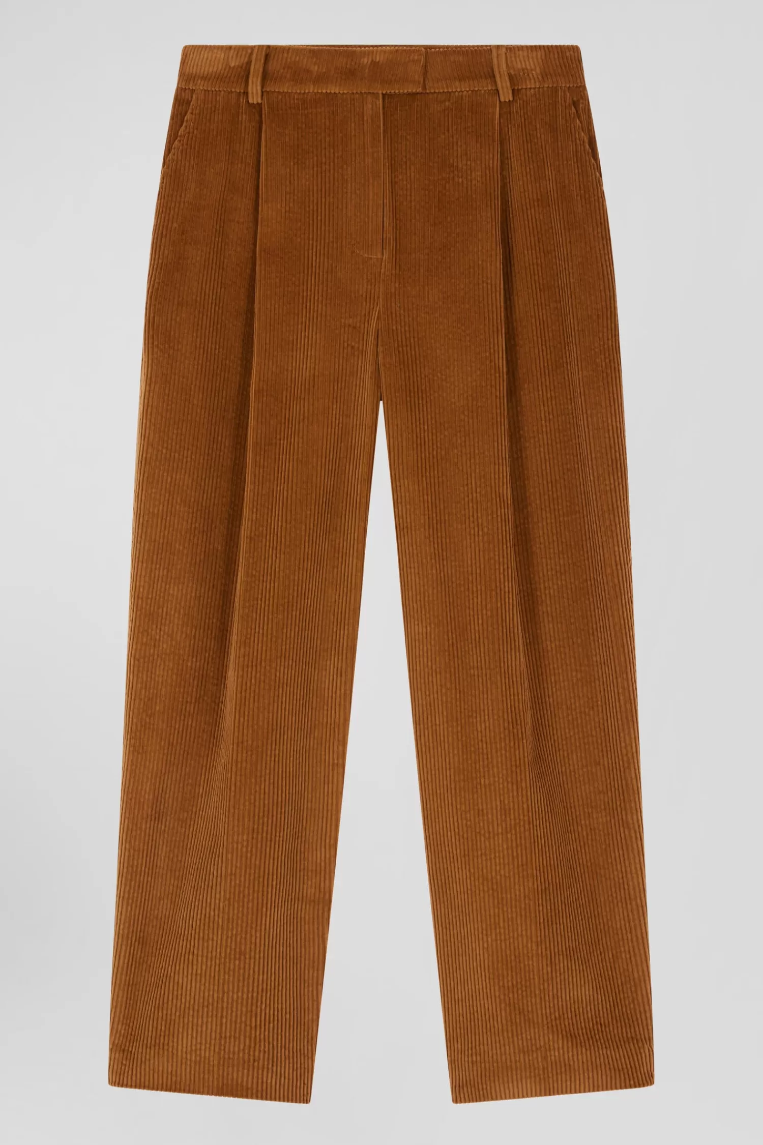 Eden Park Modern camel checked corduroy trousers<Women Pants