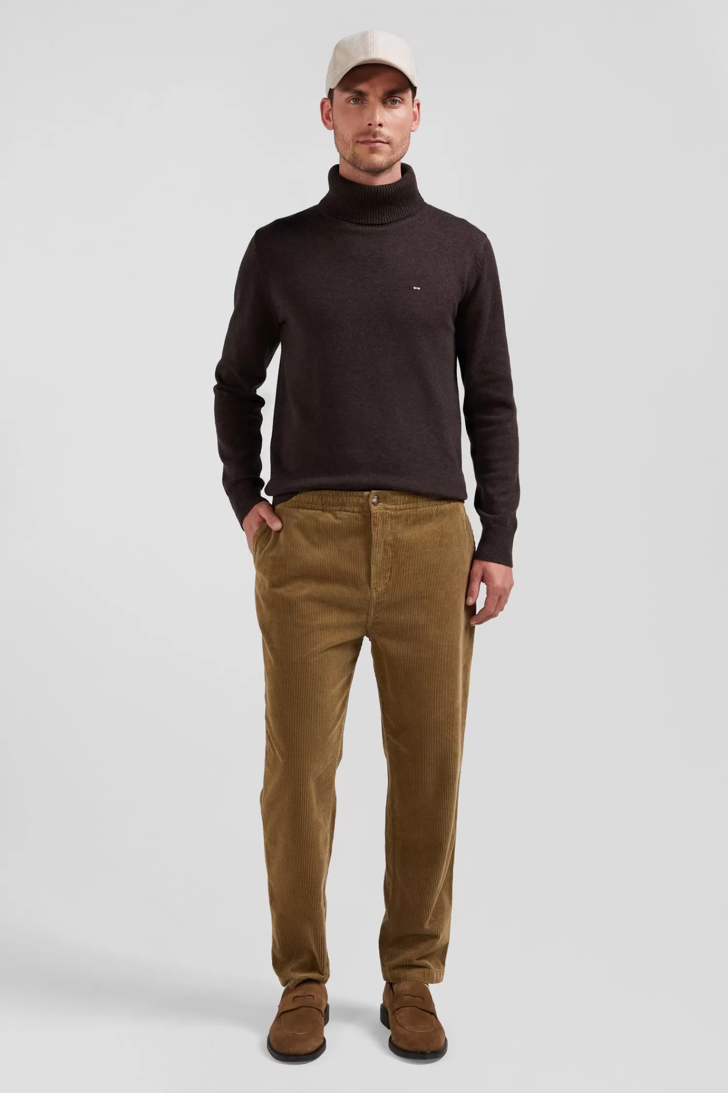 Eden Park Modern camel stretch cotton elastic waist trousers< Pants
