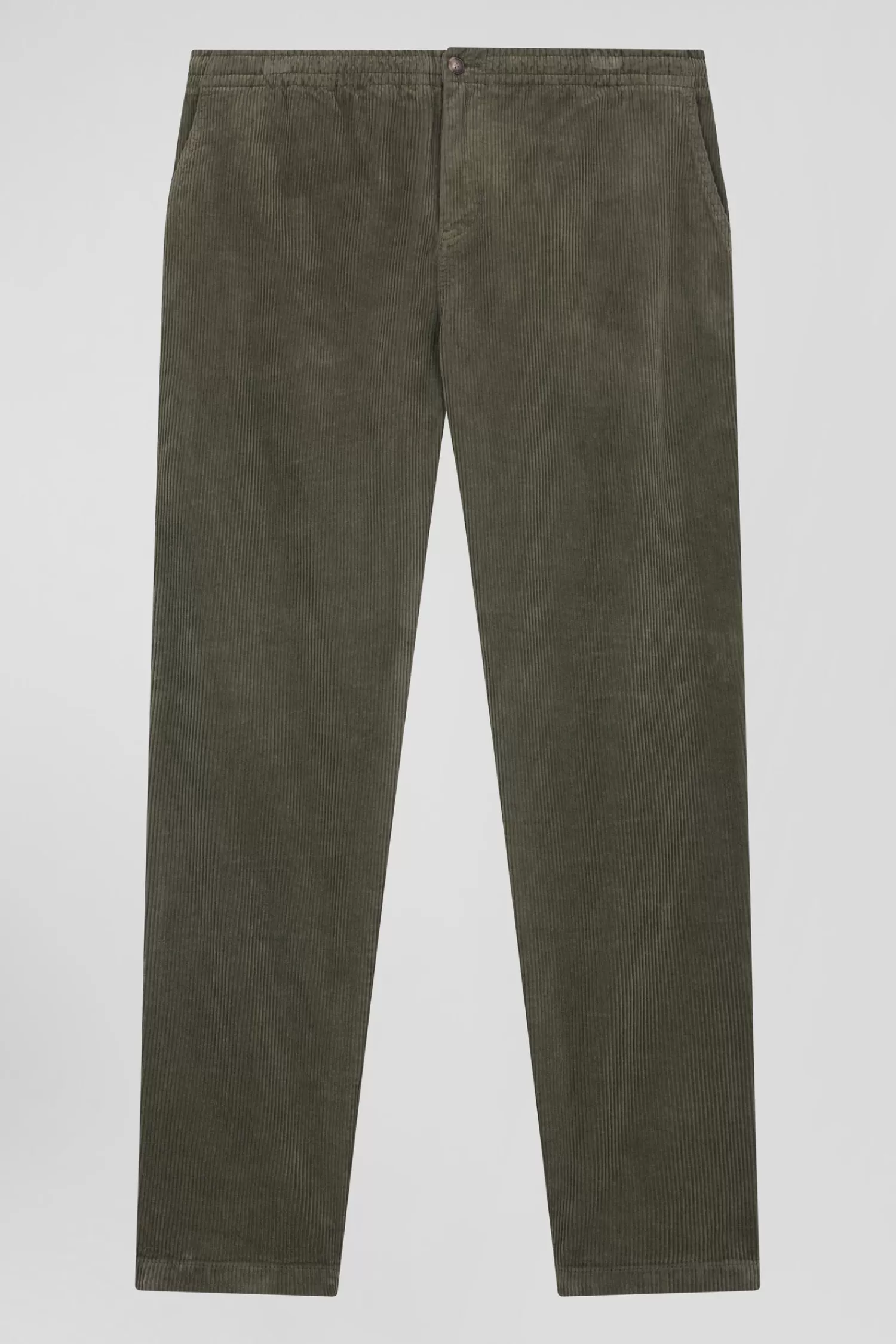 Eden Park Modern khaki stretch cotton elastic waist trousers< Pants