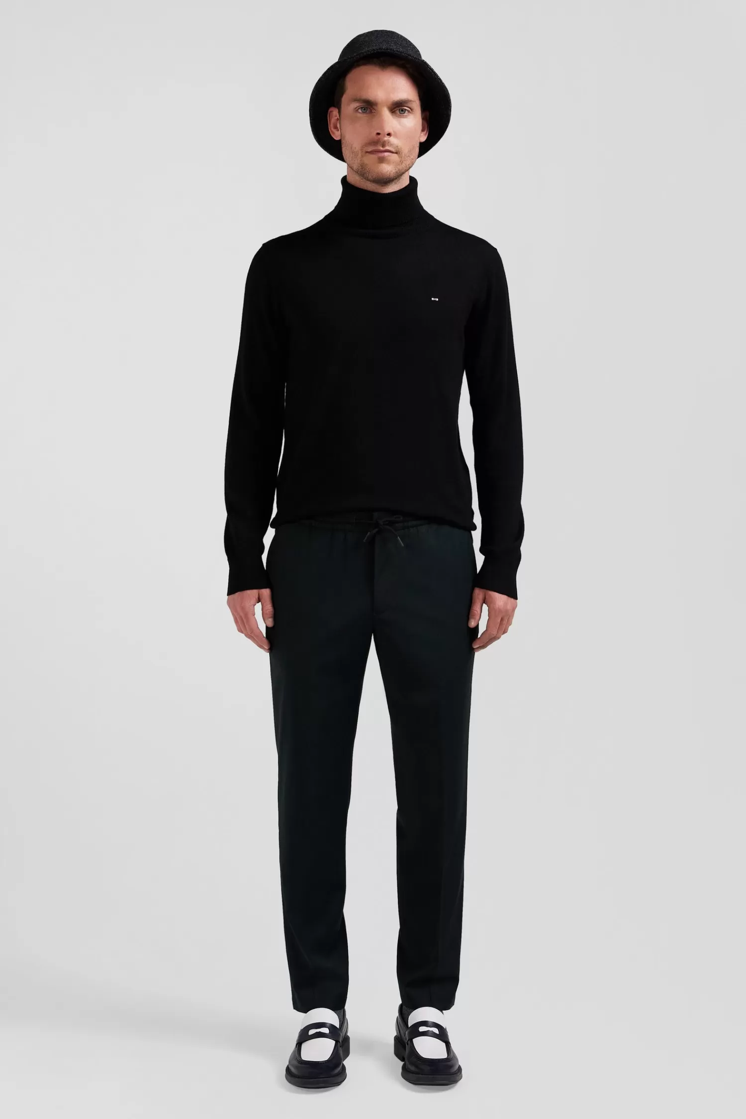 Eden Park Modern khaki stretch wool elastic waist trousers< Pants