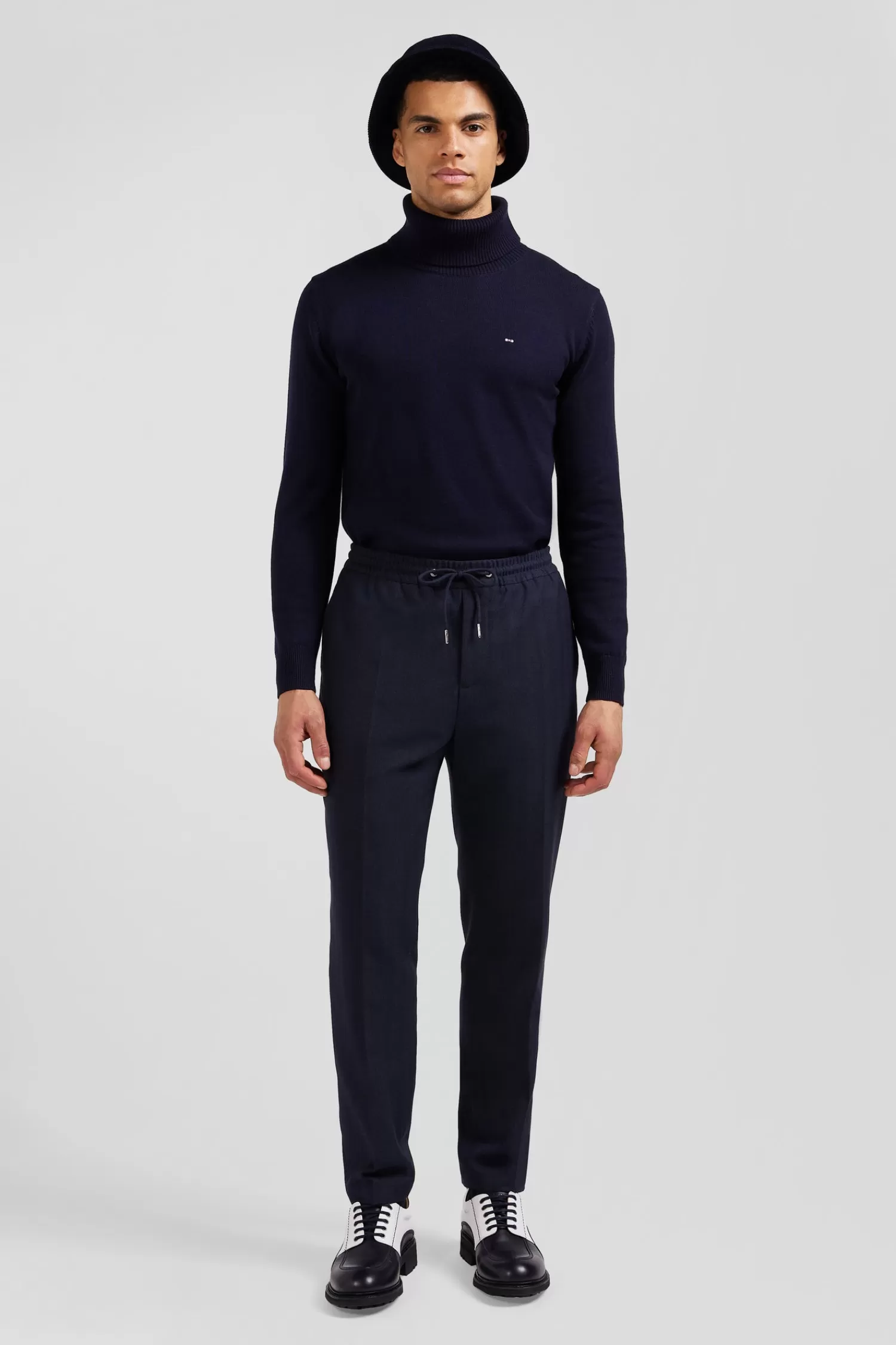 Eden Park Modern navy blue elastic waist trousers< Pants