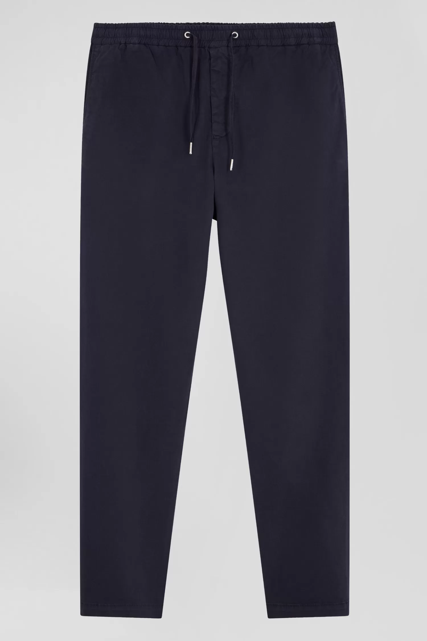 Eden Park Modern navy blue stretch cotton elastic waist trousers< Pants
