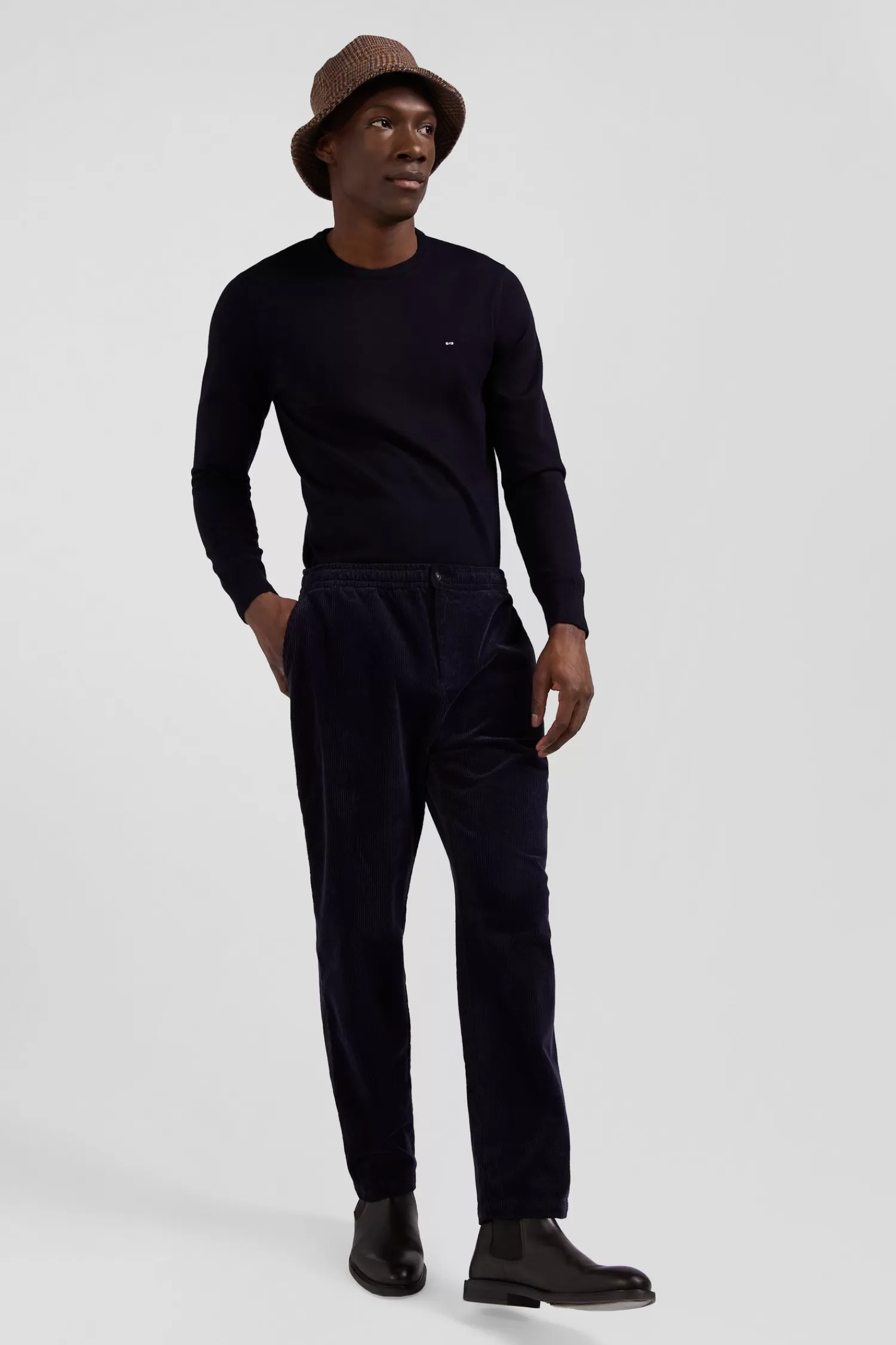 modern_navy_blue_stretch_cotton_elastic_waist_trousers_2.webp Eden Park Modern navy blue stretch cotton elastic waist trousers< Pants