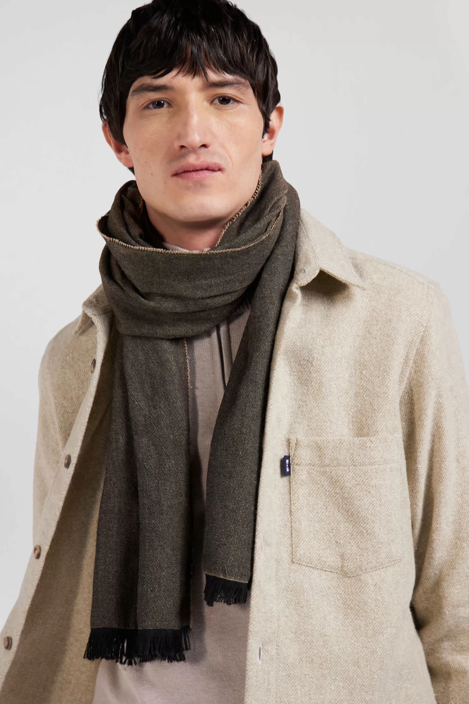 Eden Park Mottled brown mixed cotton scarf< Scarves And Wraps