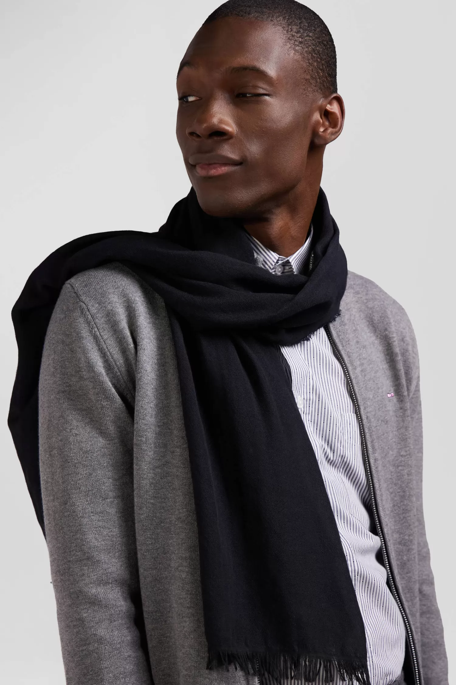 Eden Park Mottled navy blue mixed cotton scarf< Scarves And Wraps