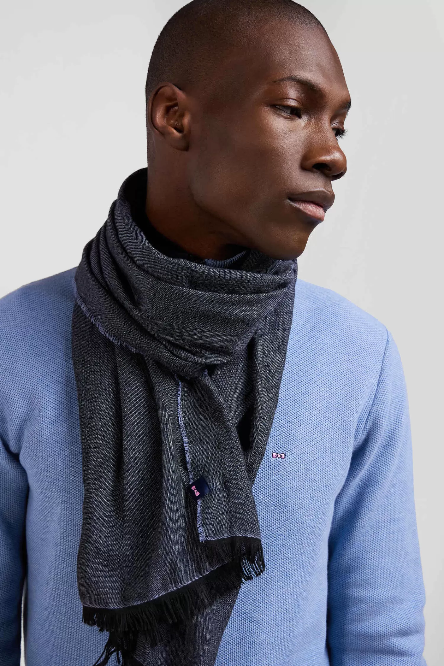 Eden Park Mottled sky blue mixed cotton scarf< Scarves And Wraps