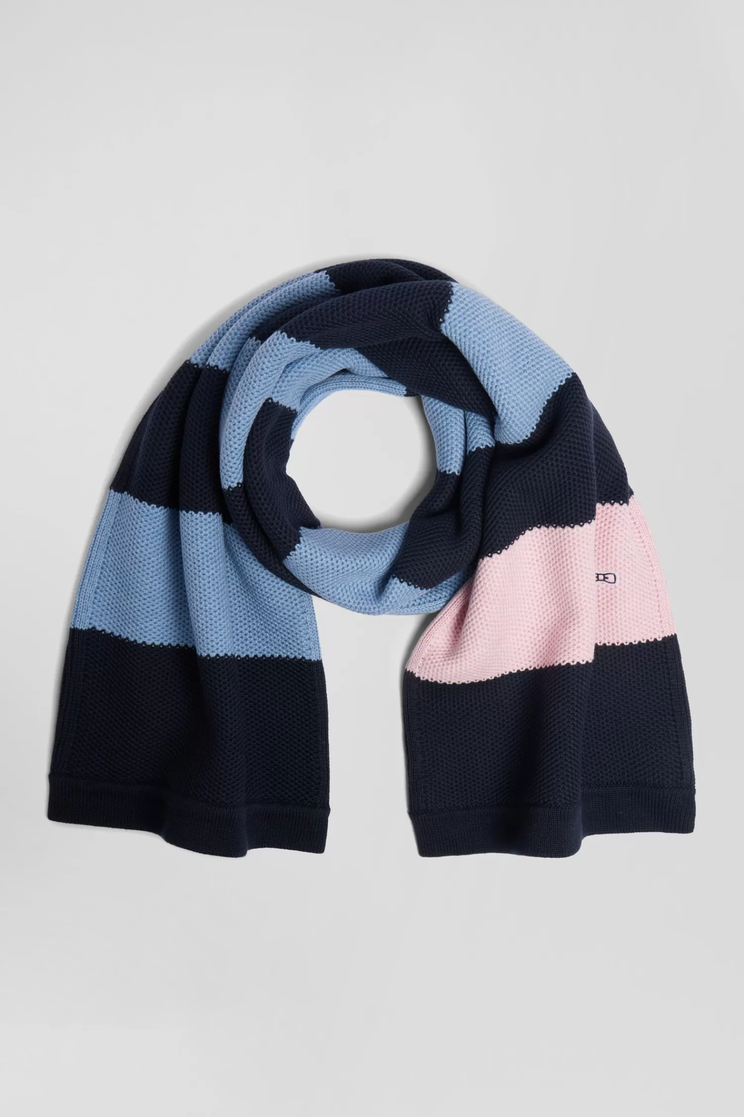 Eden Park Navy and sky blue striped cotton scarf< Scarves And Wraps