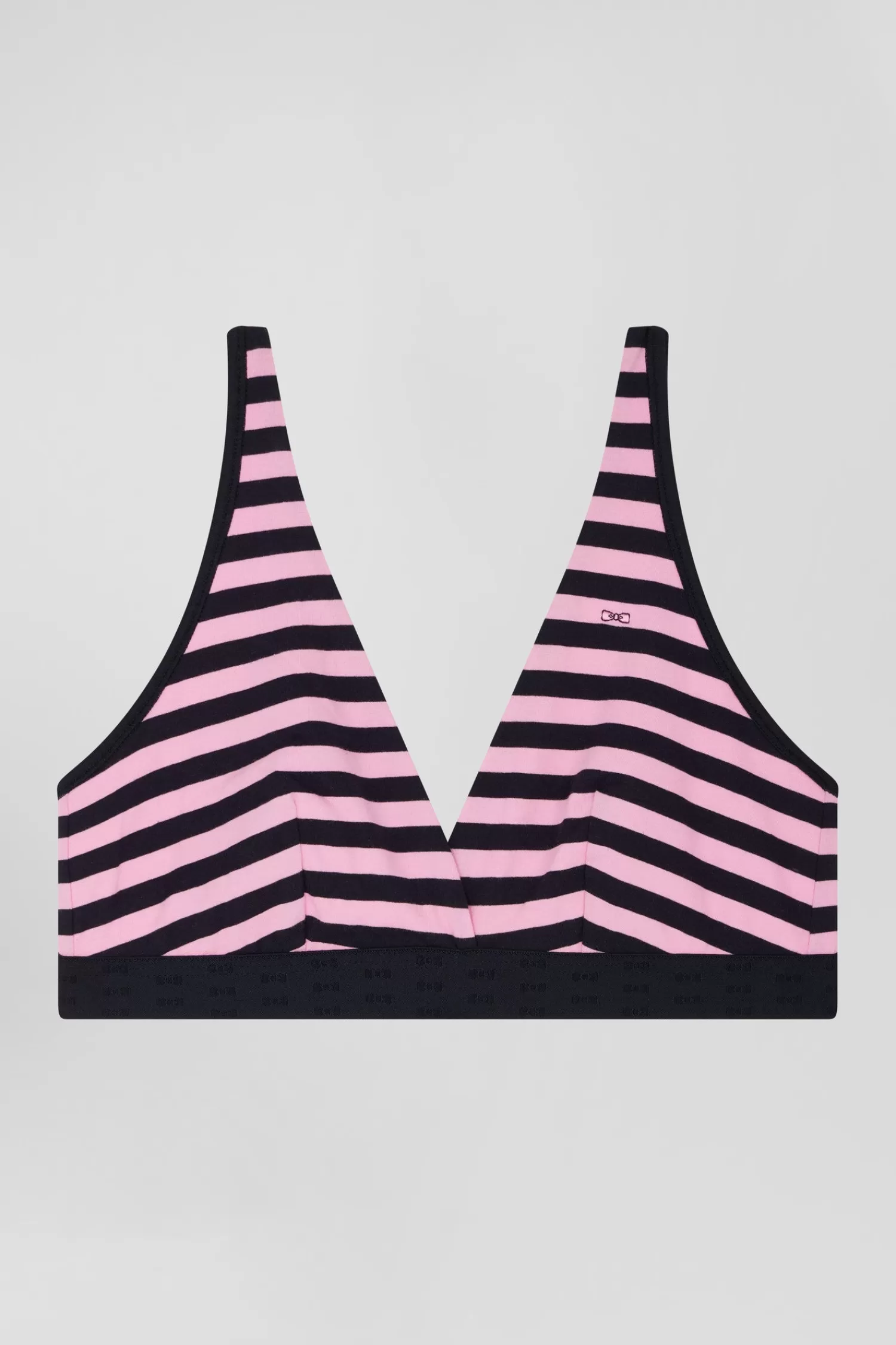 Eden Park Navy blue and pink striped stretch cotton jersey bra<Women Underwear