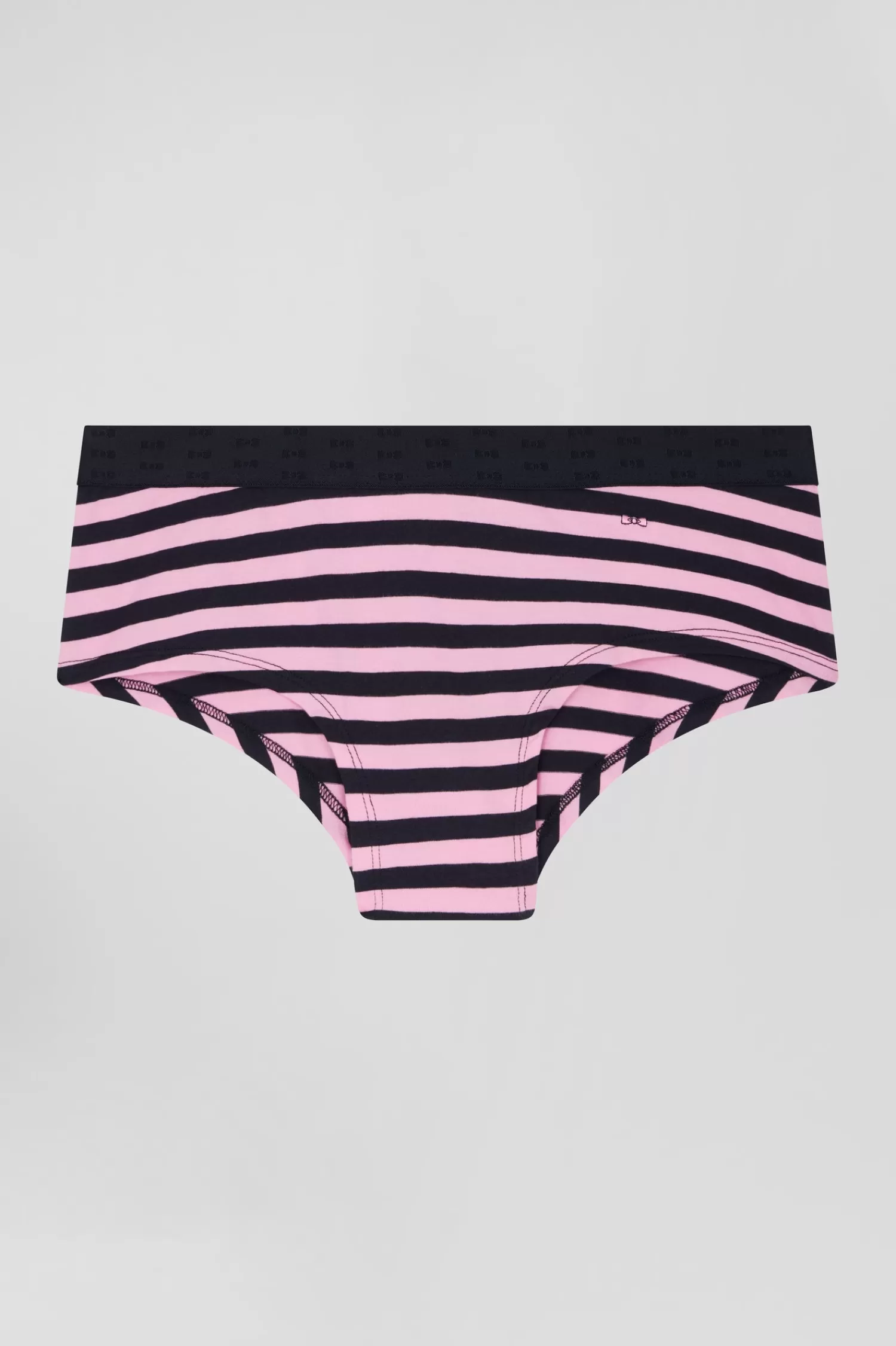 Eden Park Navy blue and pink striped stretch cotton jersey shorty brief<Women Underwear