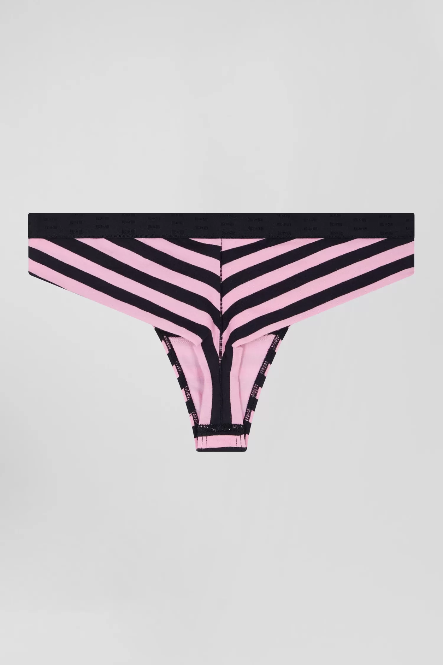 Eden Park Navy blue and pink striped stretch cotton jersey thong<Women Underwear