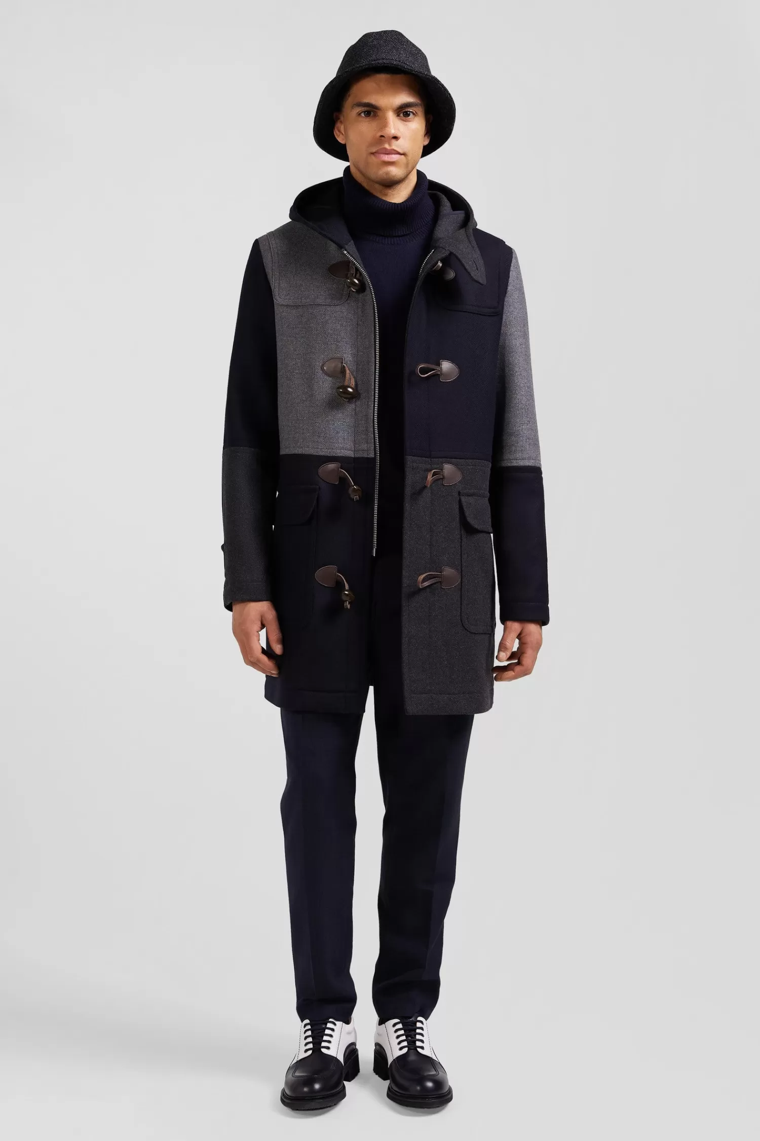 Eden Park Navy blue Barbarian wool blend duffle coat< Coats And Jackets