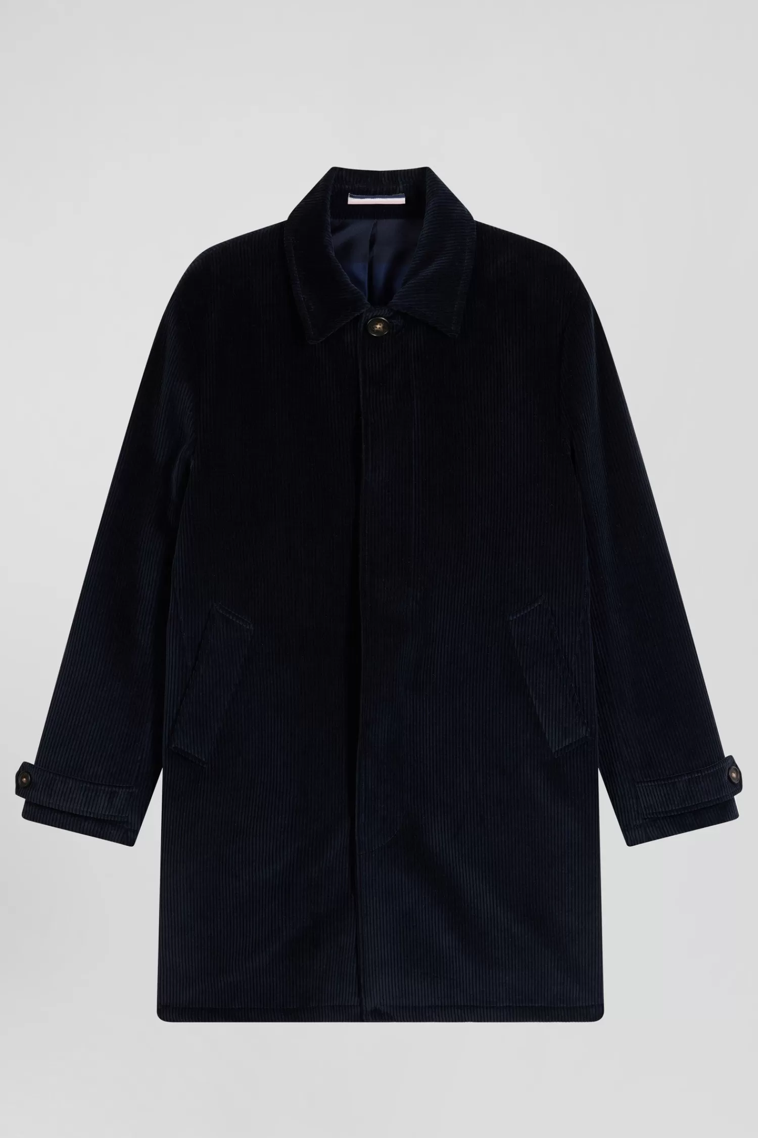 Eden Park Navy blue checkered cotton blend coat< Coats And Jackets