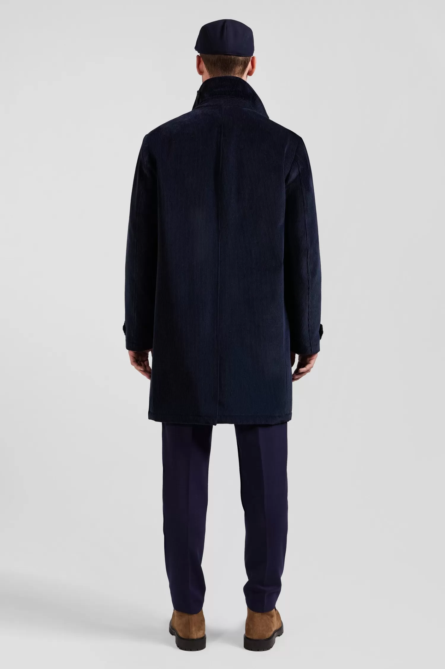 navy_blue_checkered_cotton_blend_coat_5.webp Eden Park Navy blue checkered cotton blend coat< Coats And Jackets