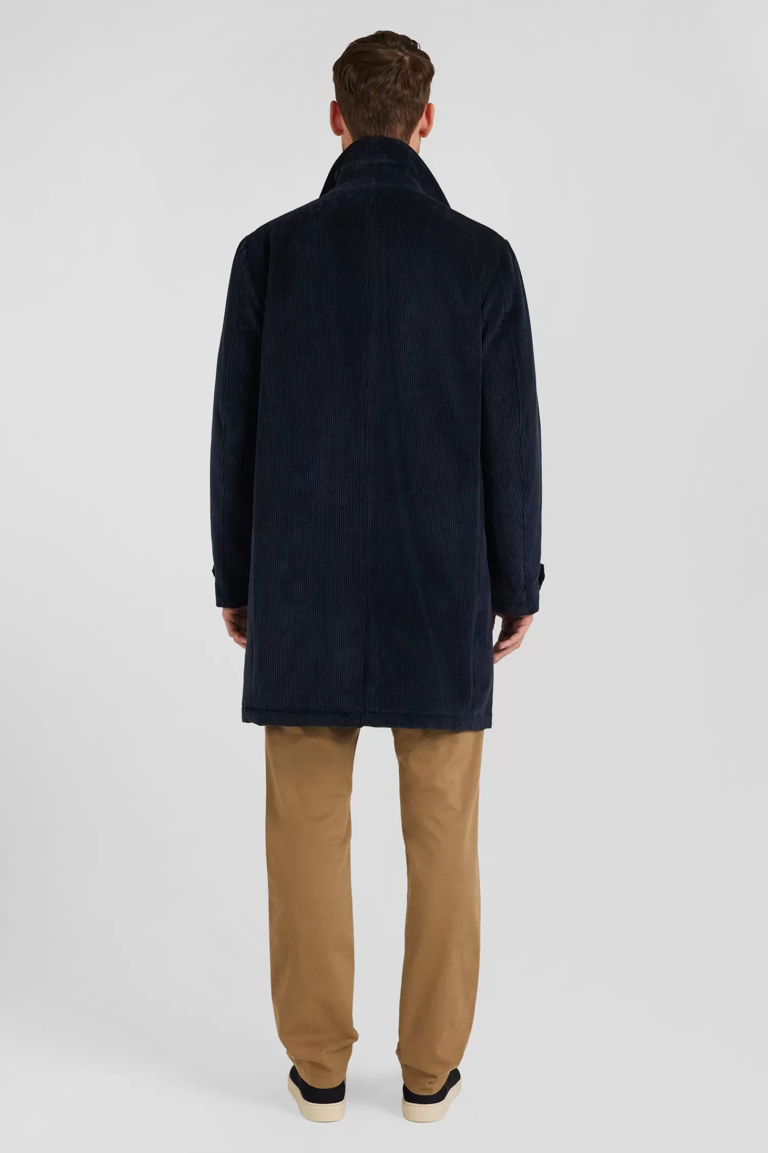 navy_blue_checkered_cotton_blend_coat_8.webp Eden Park Navy blue checkered cotton blend coat< Coats And Jackets