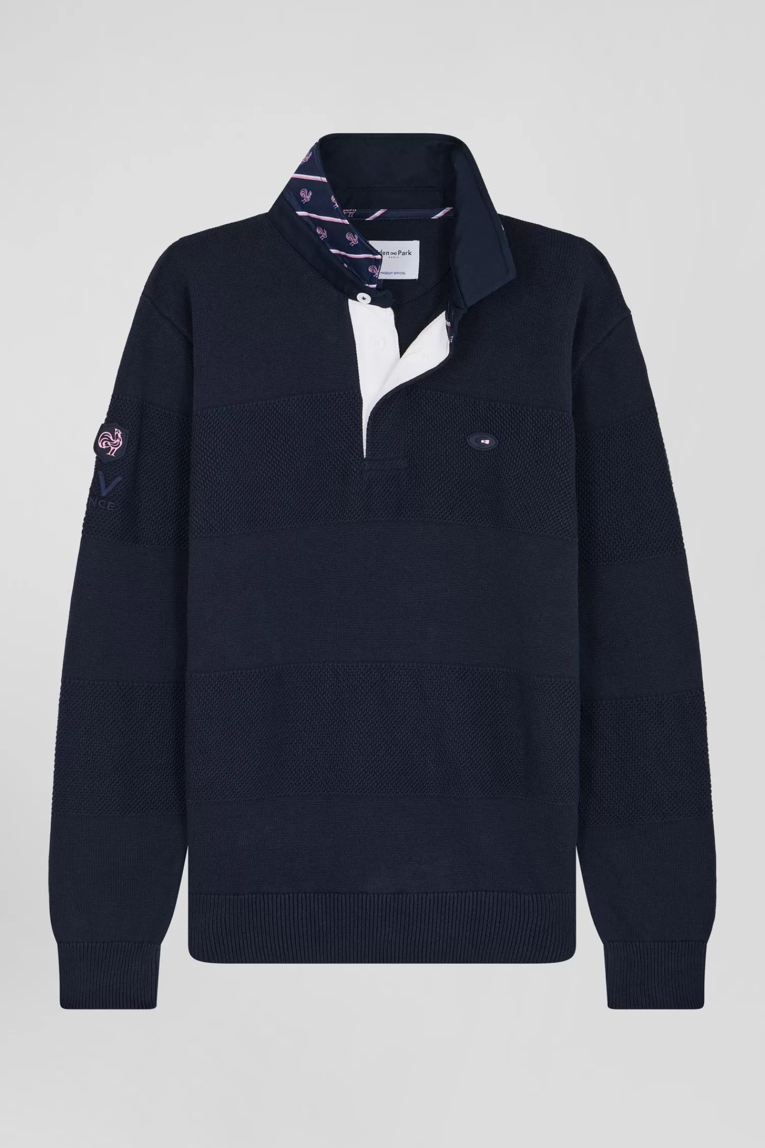 Eden Park Navy blue cotton jersey-neck jumper XV de France Regular Cup< Sweaters