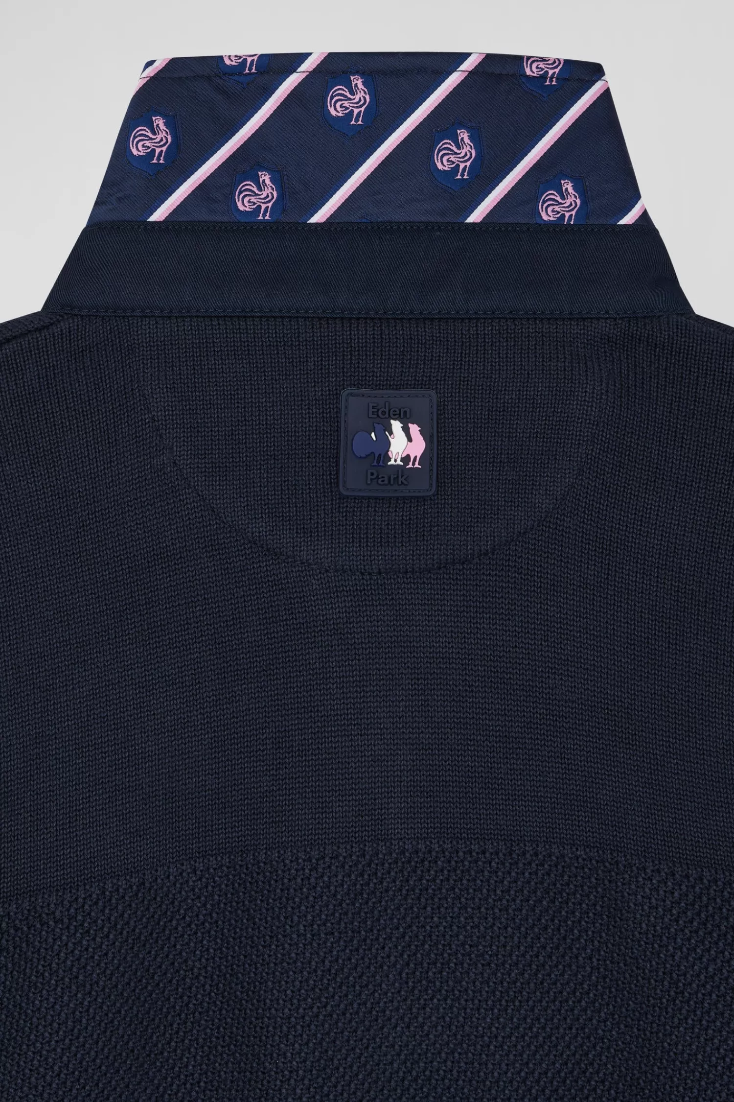 Eden Park Navy blue cotton jersey-neck jumper XV de France Regular Cup< Sweaters