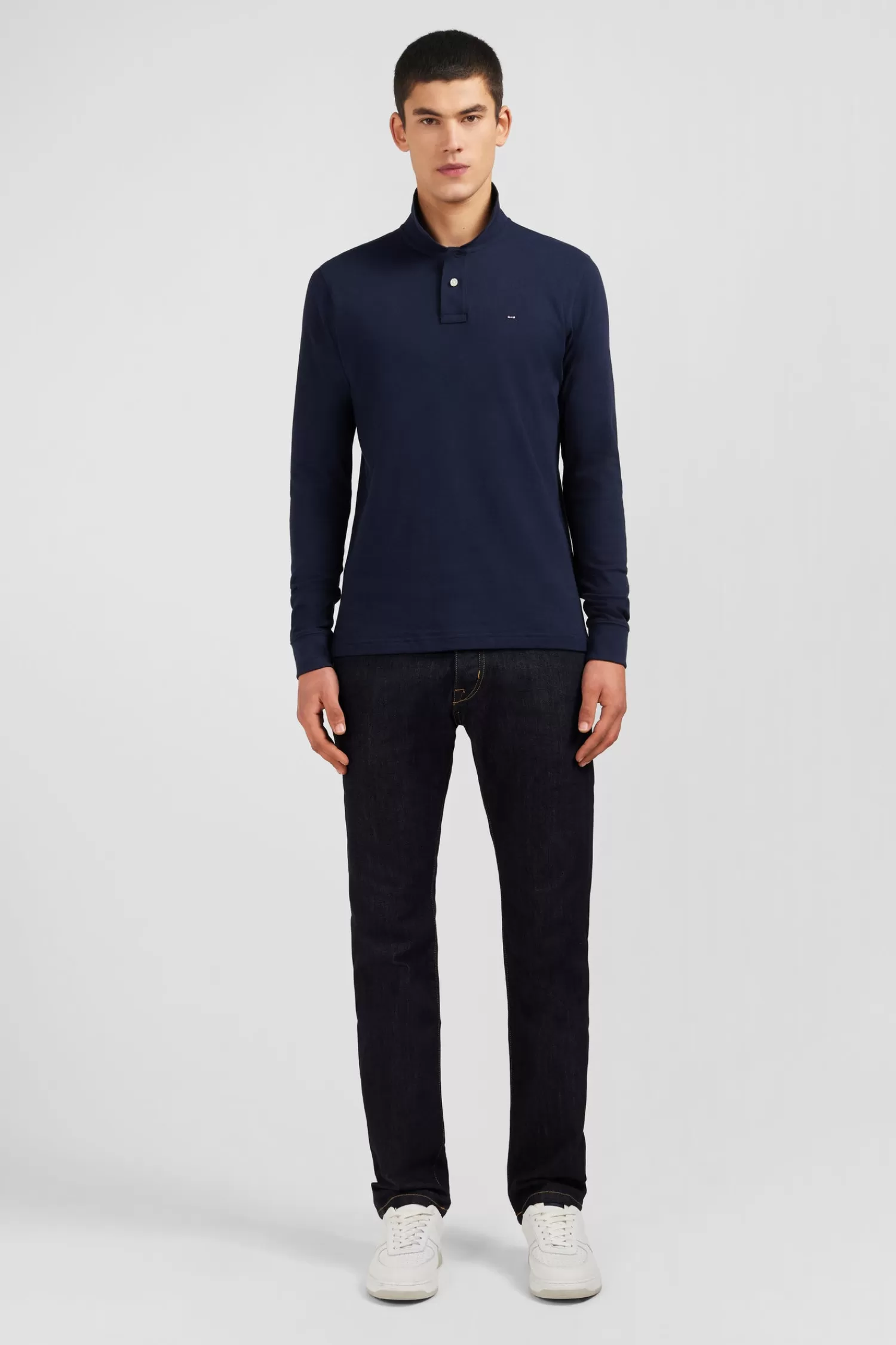 Eden Park Navy blue cotton polo with contrasting neck< Polos