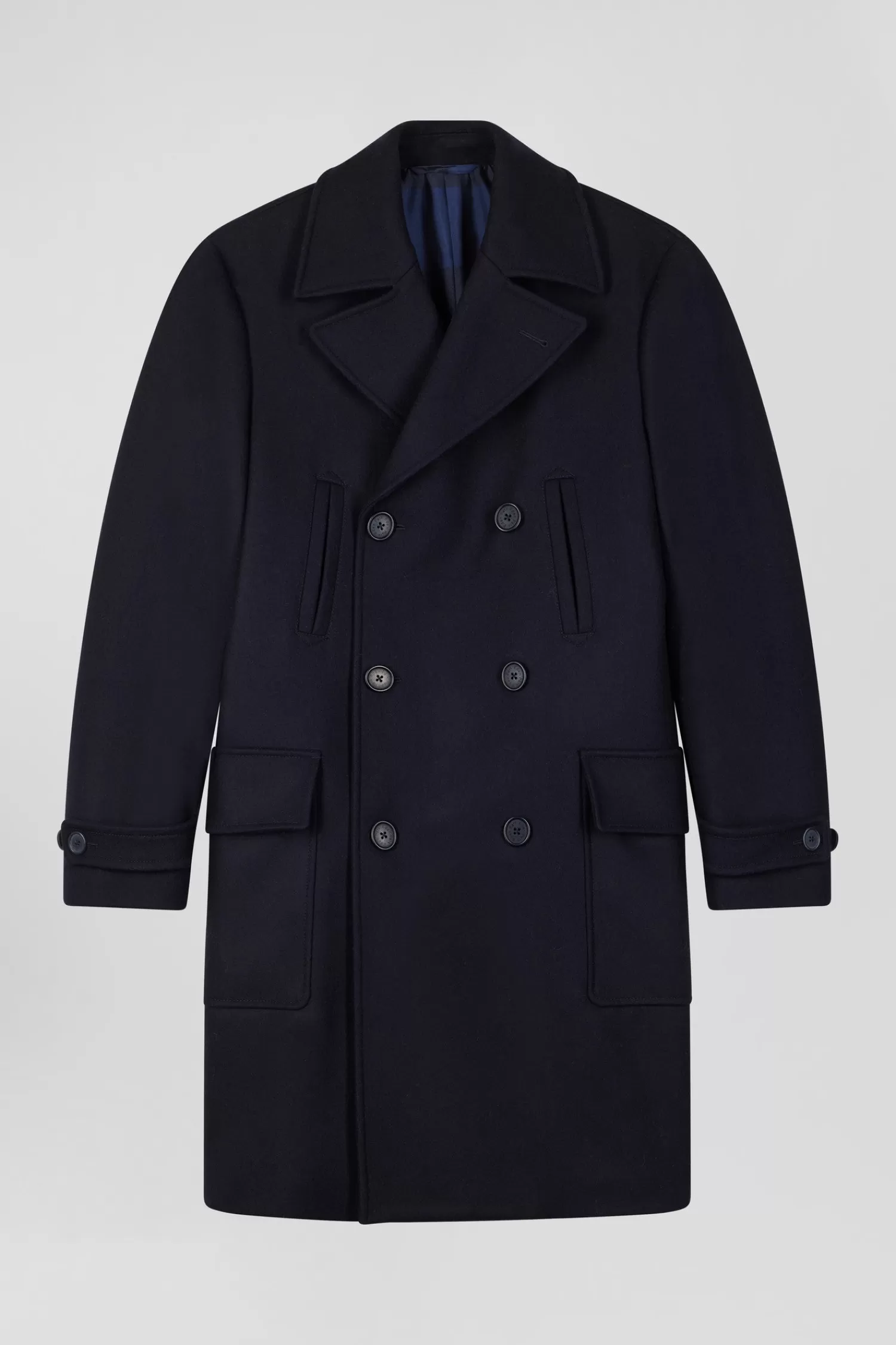 Eden Park Navy blue double-breasted wool blend coat< Coats And Jackets