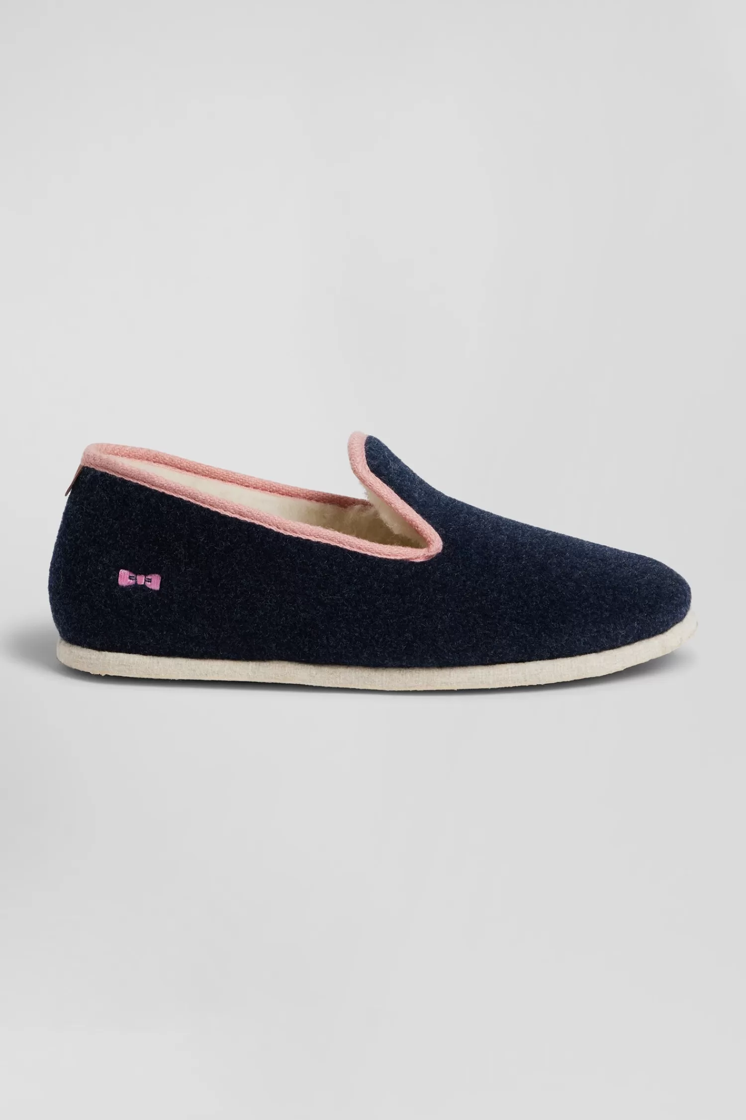 Eden Park Navy blue felt and shearling slippers<Women Accessories | Slippers