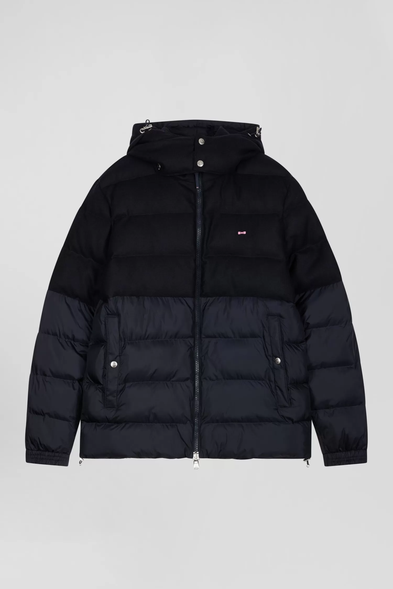 Eden Park Navy blue flannel and nylon down jacket< Coats And Jackets