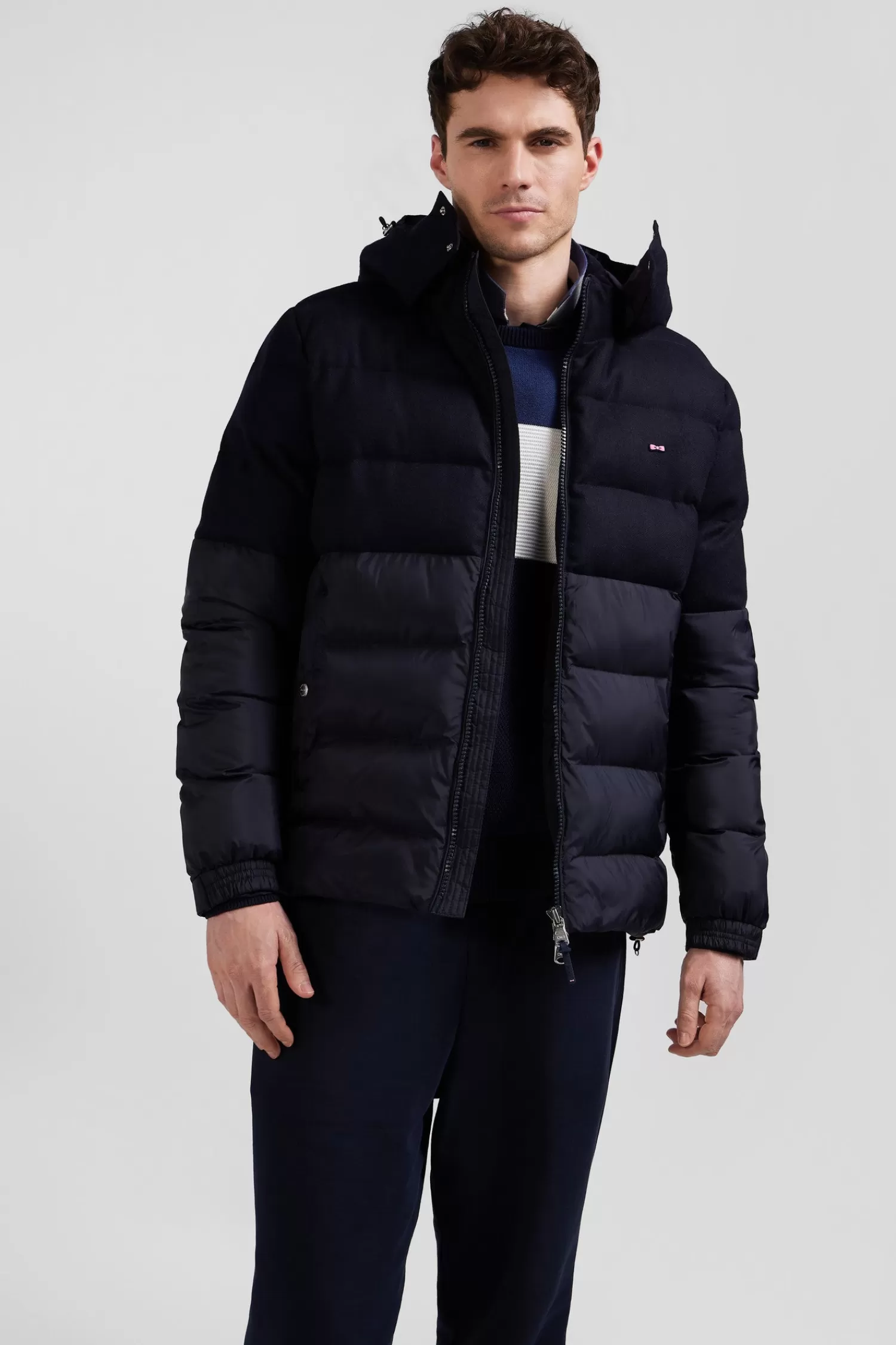 navy_blue_flannel_and_nylon_down_jacket_2.webp Eden Park Navy blue flannel and nylon down jacket< Coats And Jackets