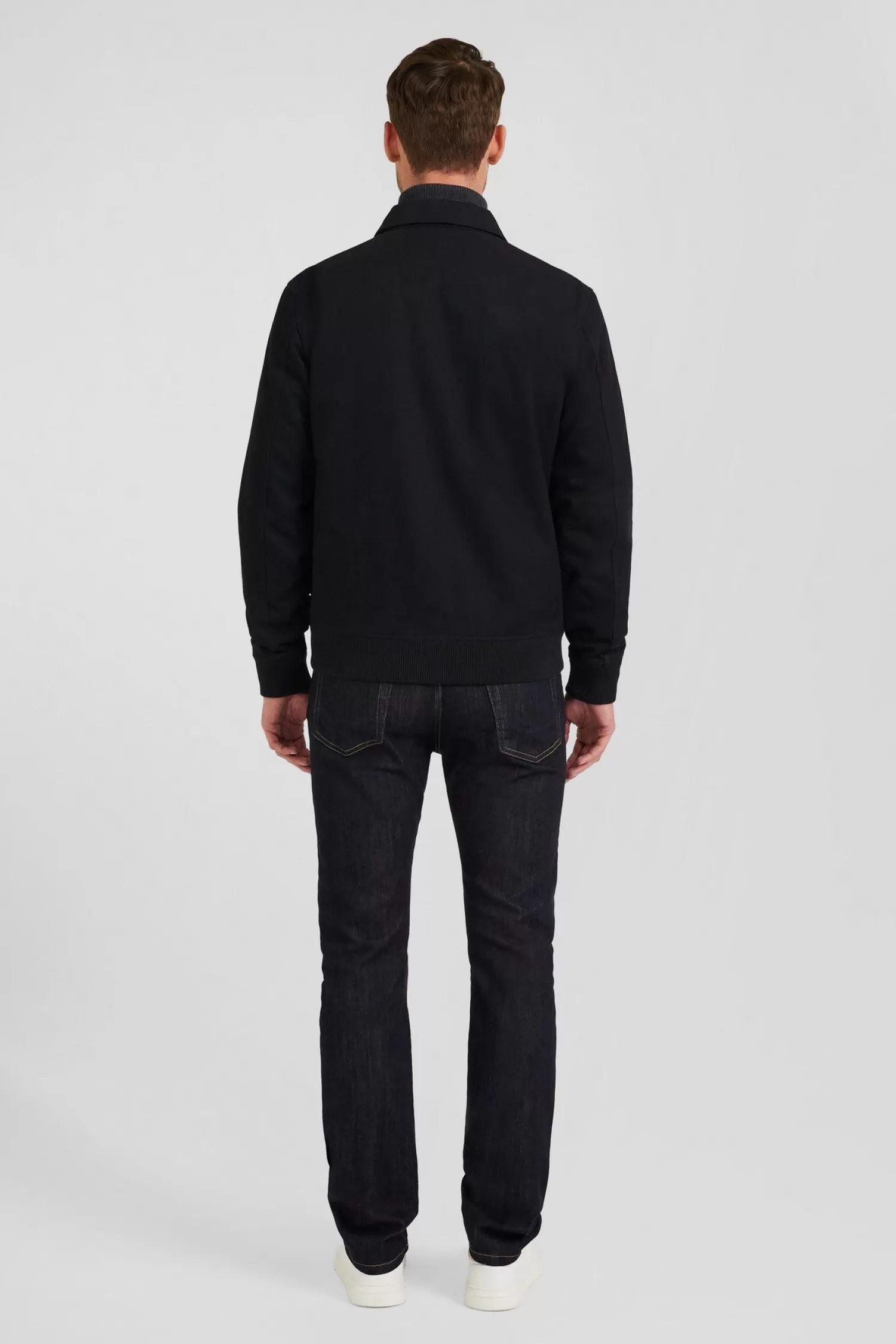 Eden Park Navy blue gabardine cotton zip-up jacket with shirt collar< Coats And Jackets