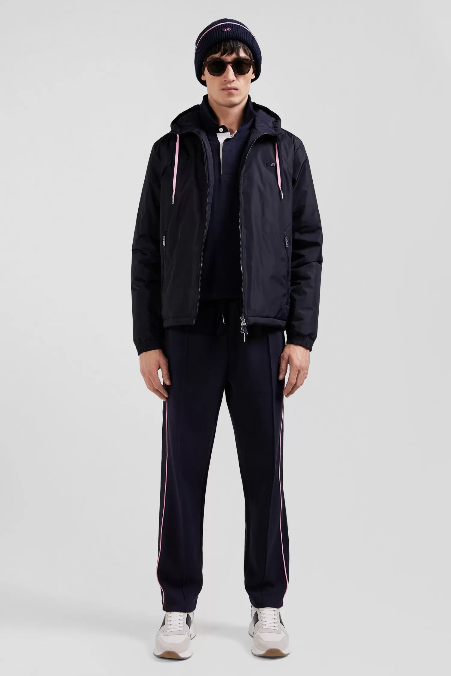 Eden Park Navy blue hooded windbreaker jacket< Coats And Jackets