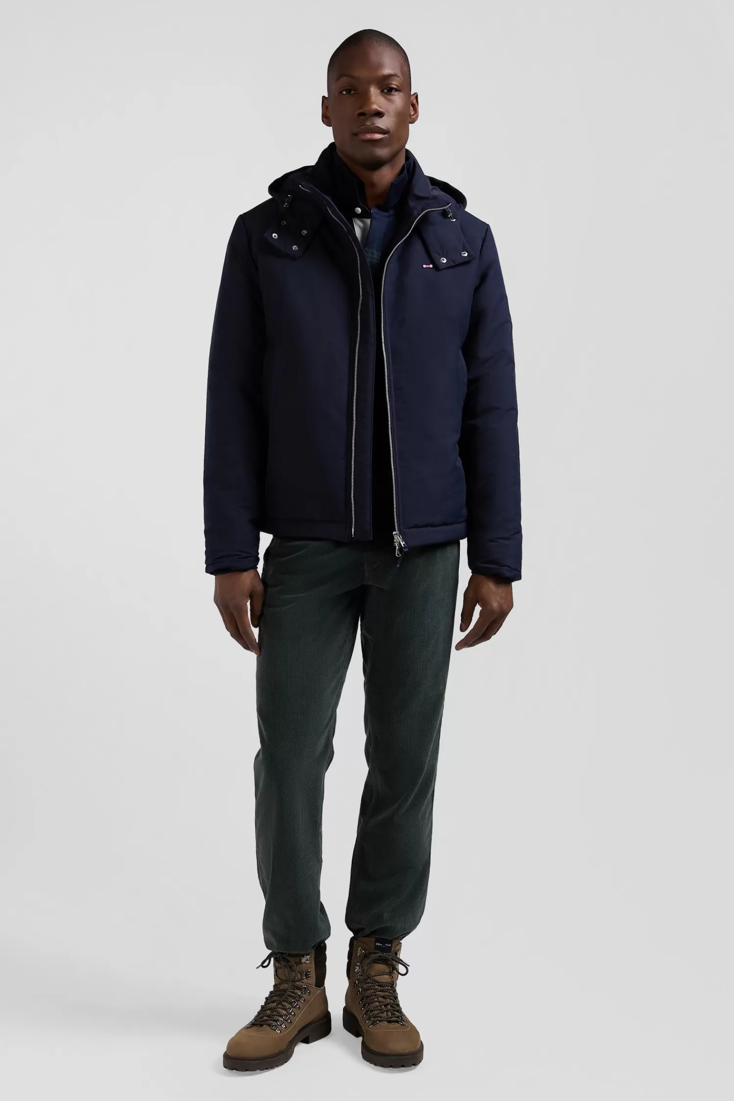 Eden Park Navy blue hooded zip-up jacket< Coats And Jackets