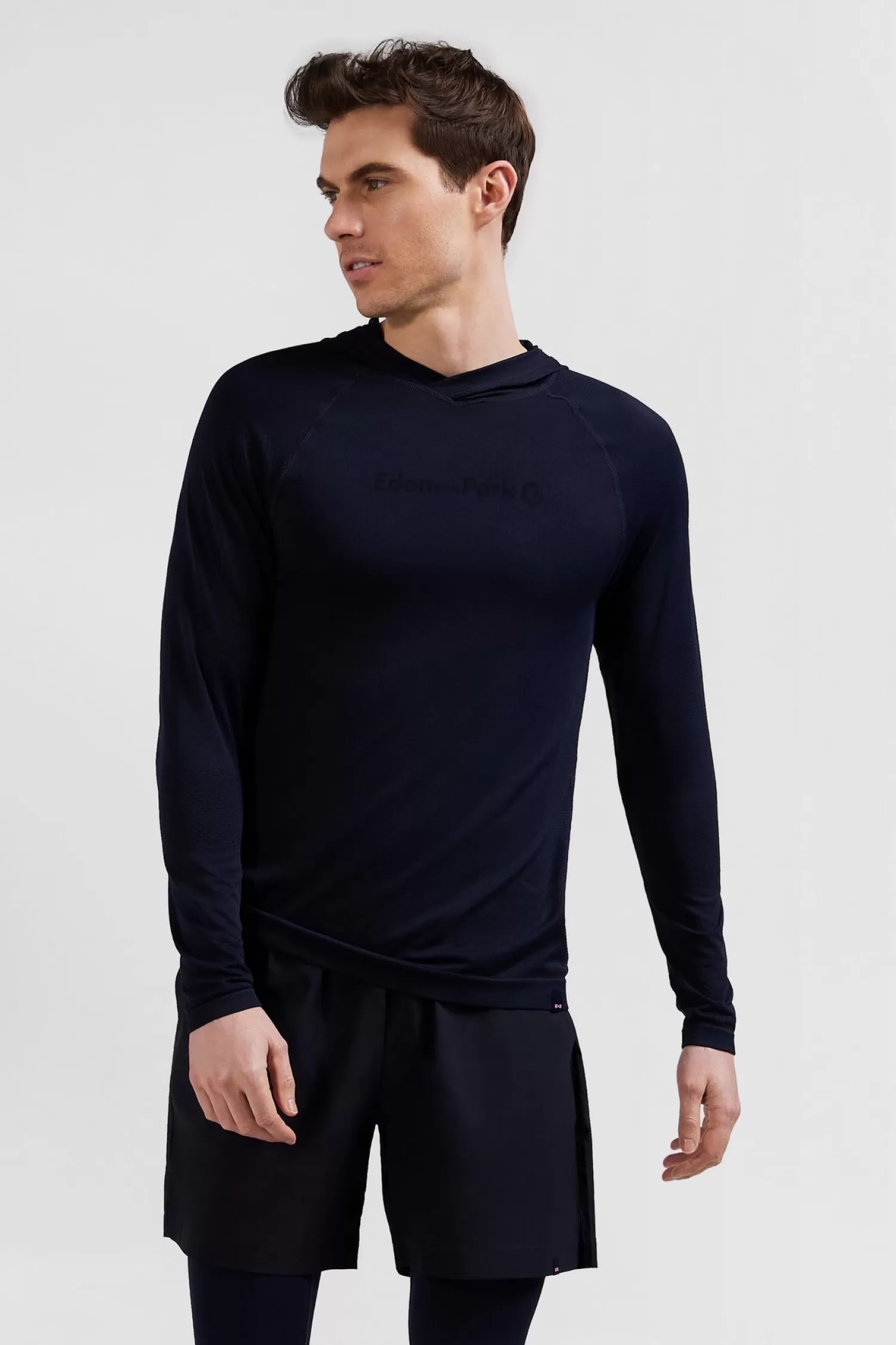 Eden Park Navy blue hoodie with striped sleeves< Sweatshirts