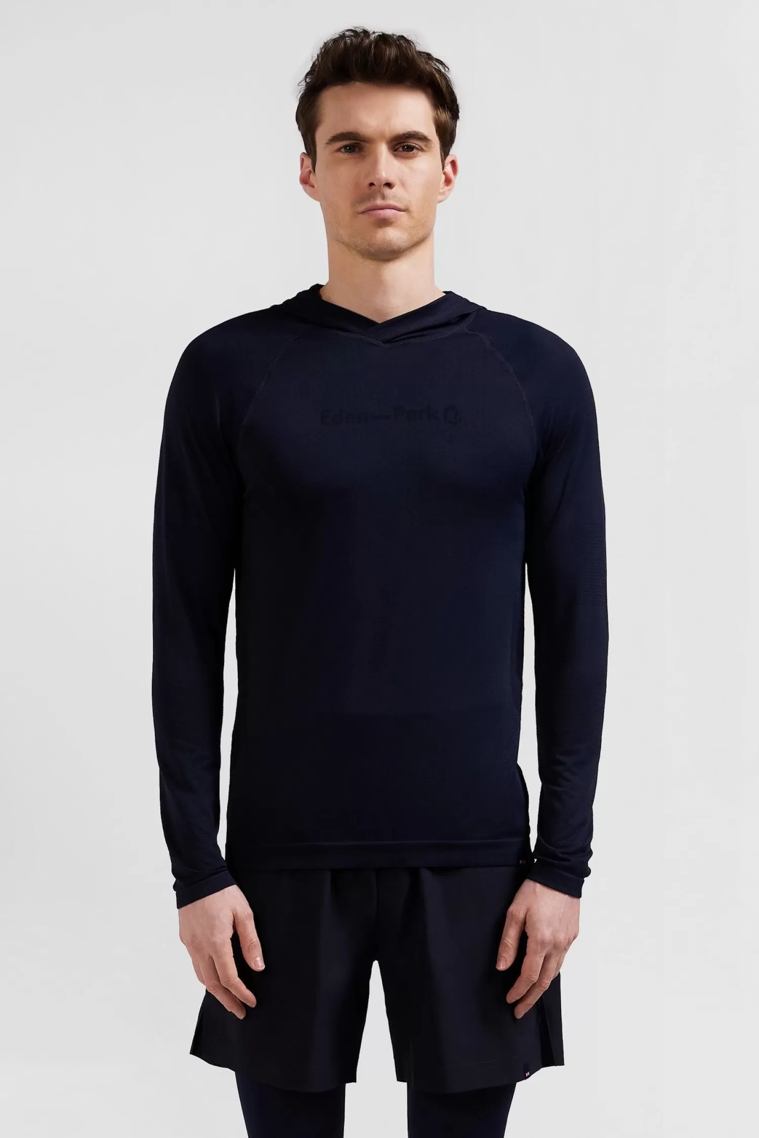 Eden Park Navy blue hoodie with striped sleeves< Sweatshirts