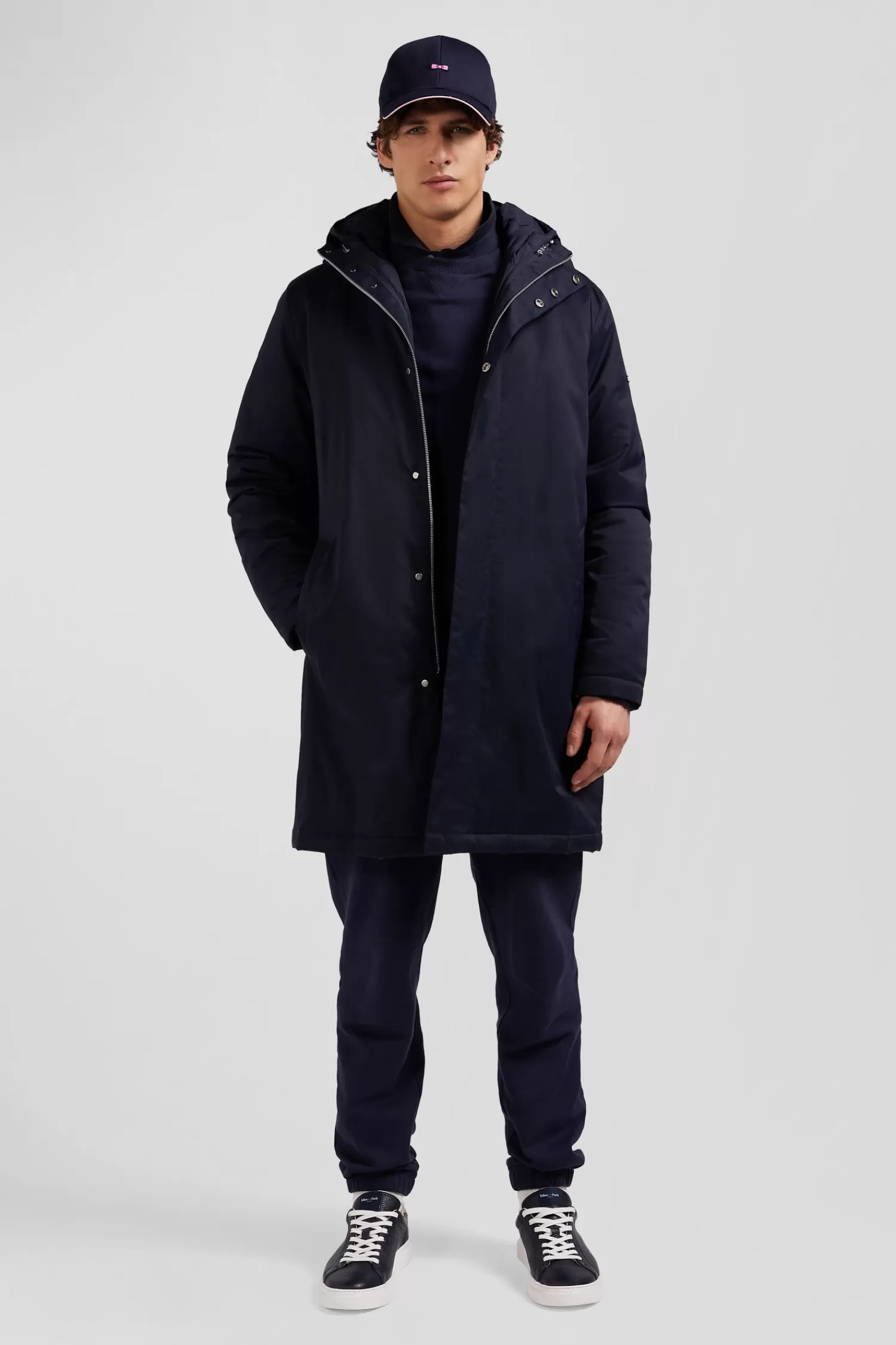 Eden Park Navy blue 2-in-1 nylon parka and down jacket< Coats And Jackets