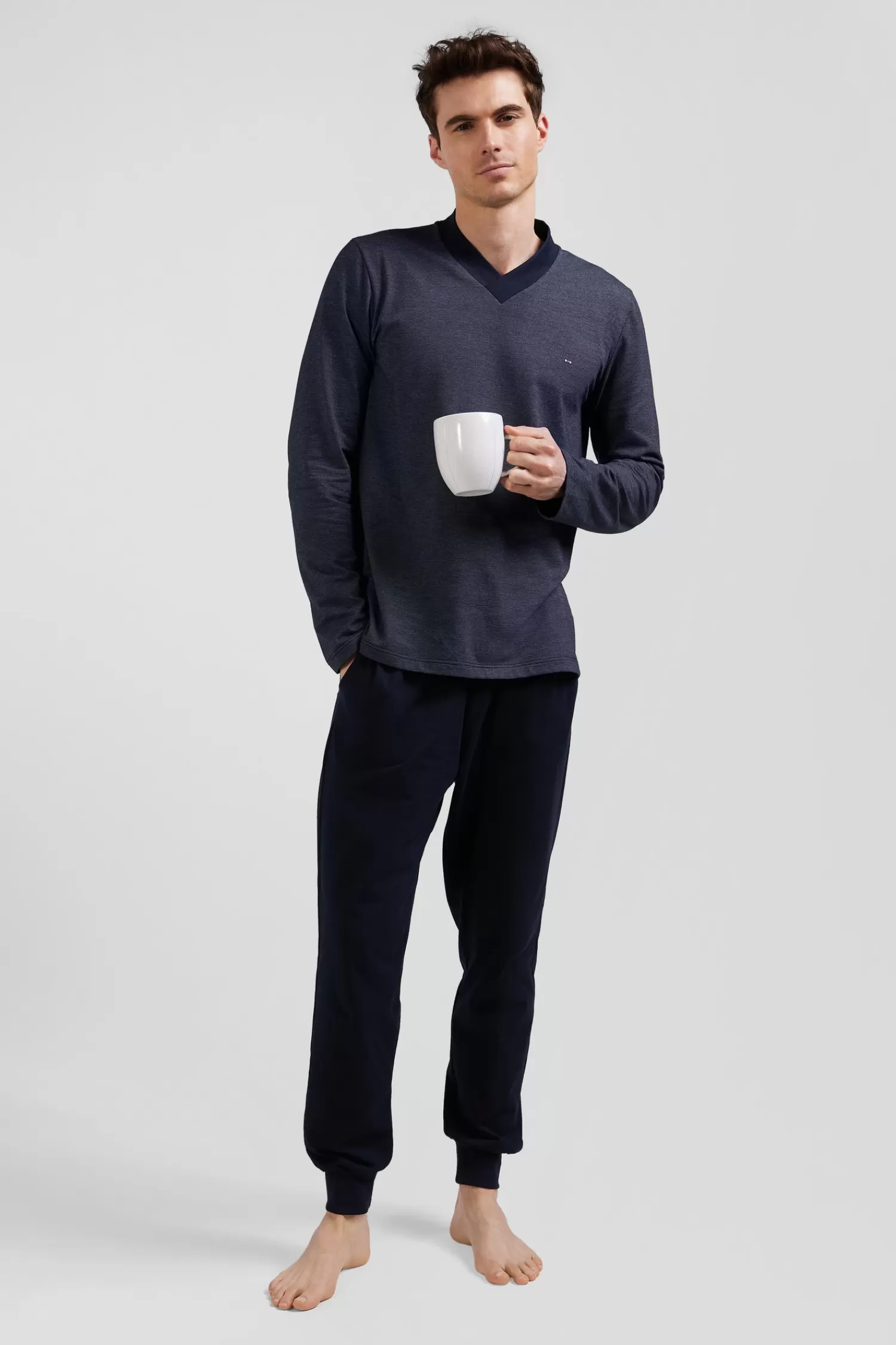 Eden Park Navy blue long cotton blend pajamas< Pajamas