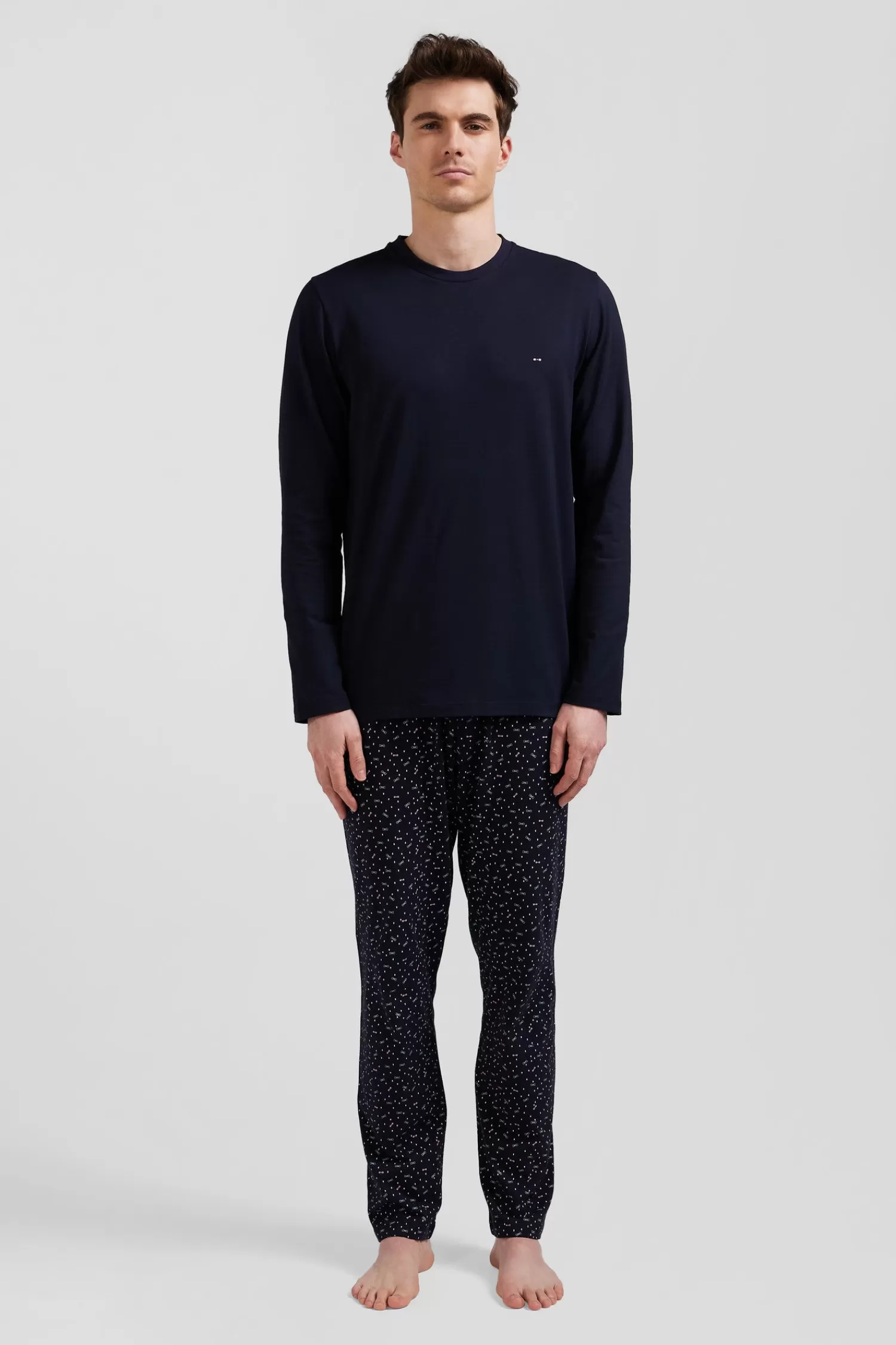 Eden Park Navy blue long cotton pajamas< Pajamas