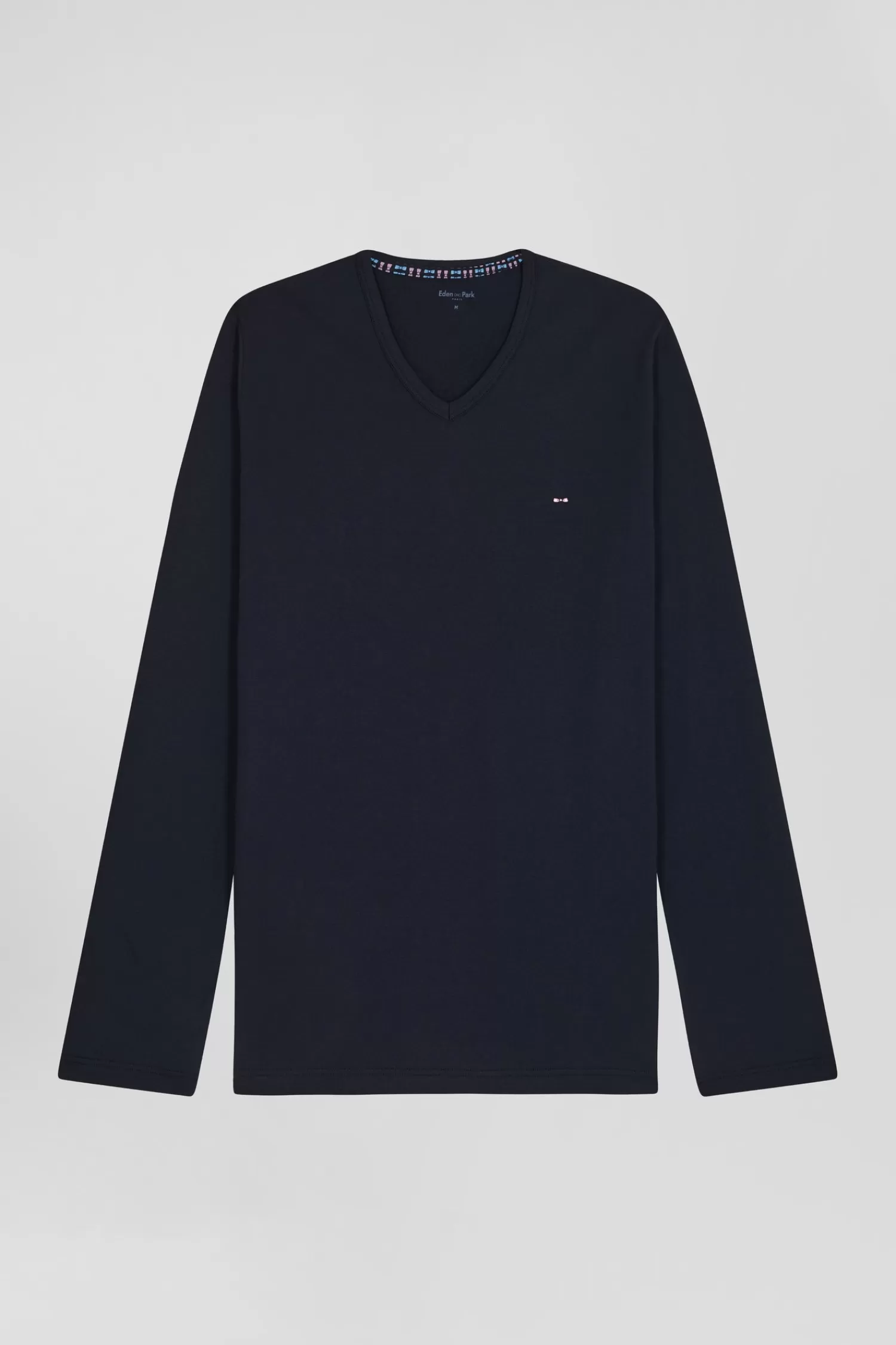 Eden Park Navy blue long cotton pajamas with check trousers< Pajamas