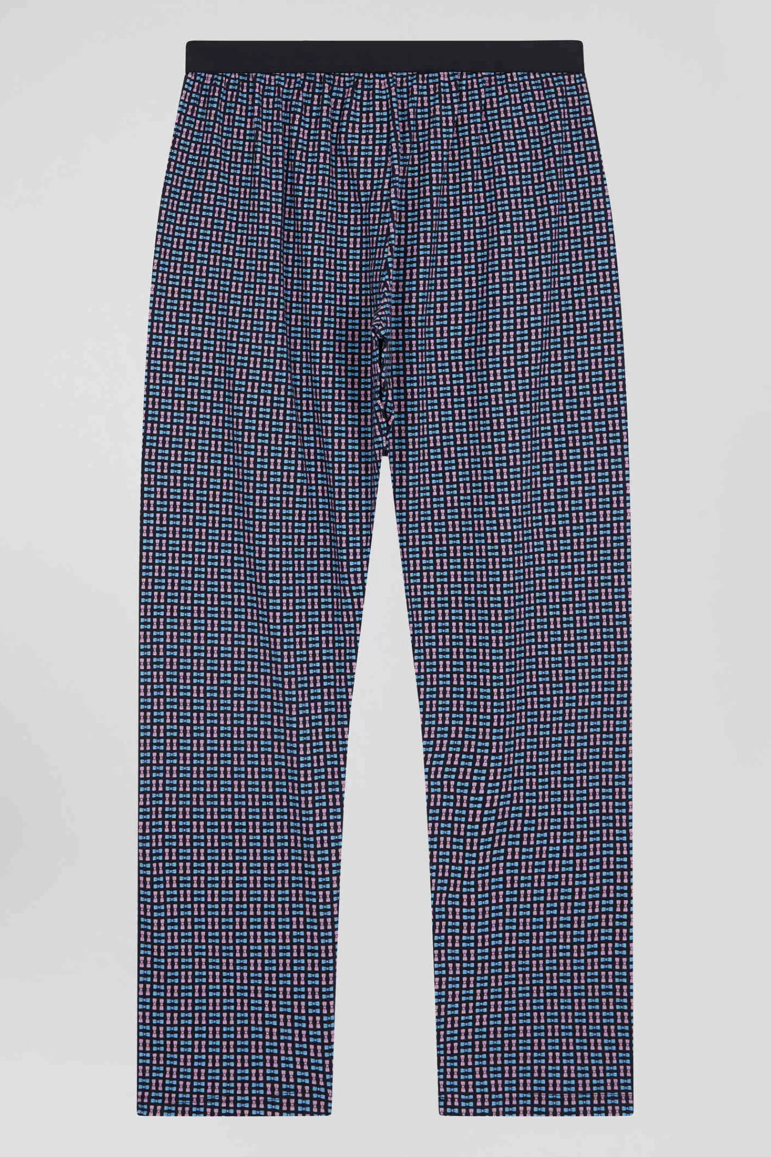 Eden Park Navy blue long cotton pajamas with check trousers< Pajamas