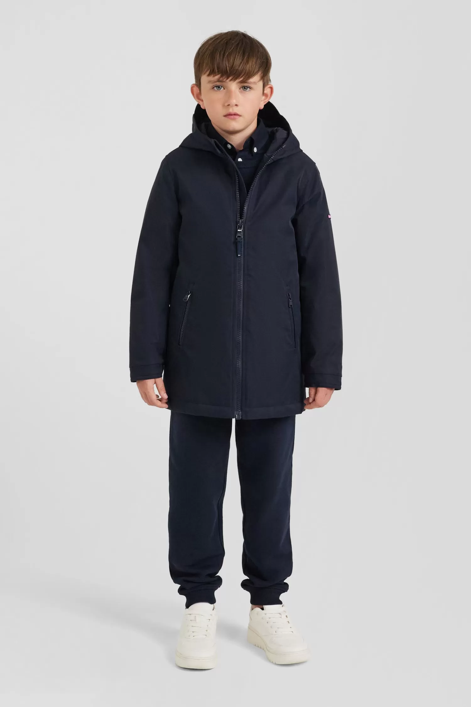 Eden Park Navy blue long hooded children's parka<Kids Kids