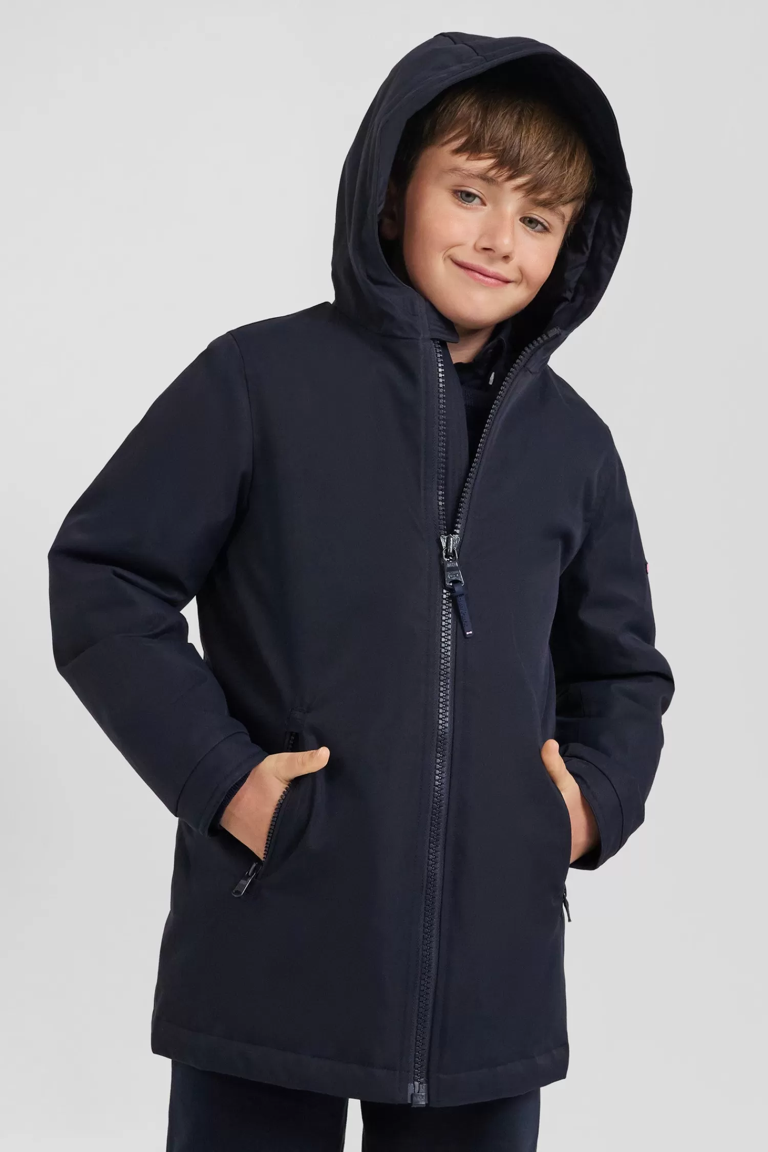 Eden Park Navy blue long hooded children's parka<Kids Kids