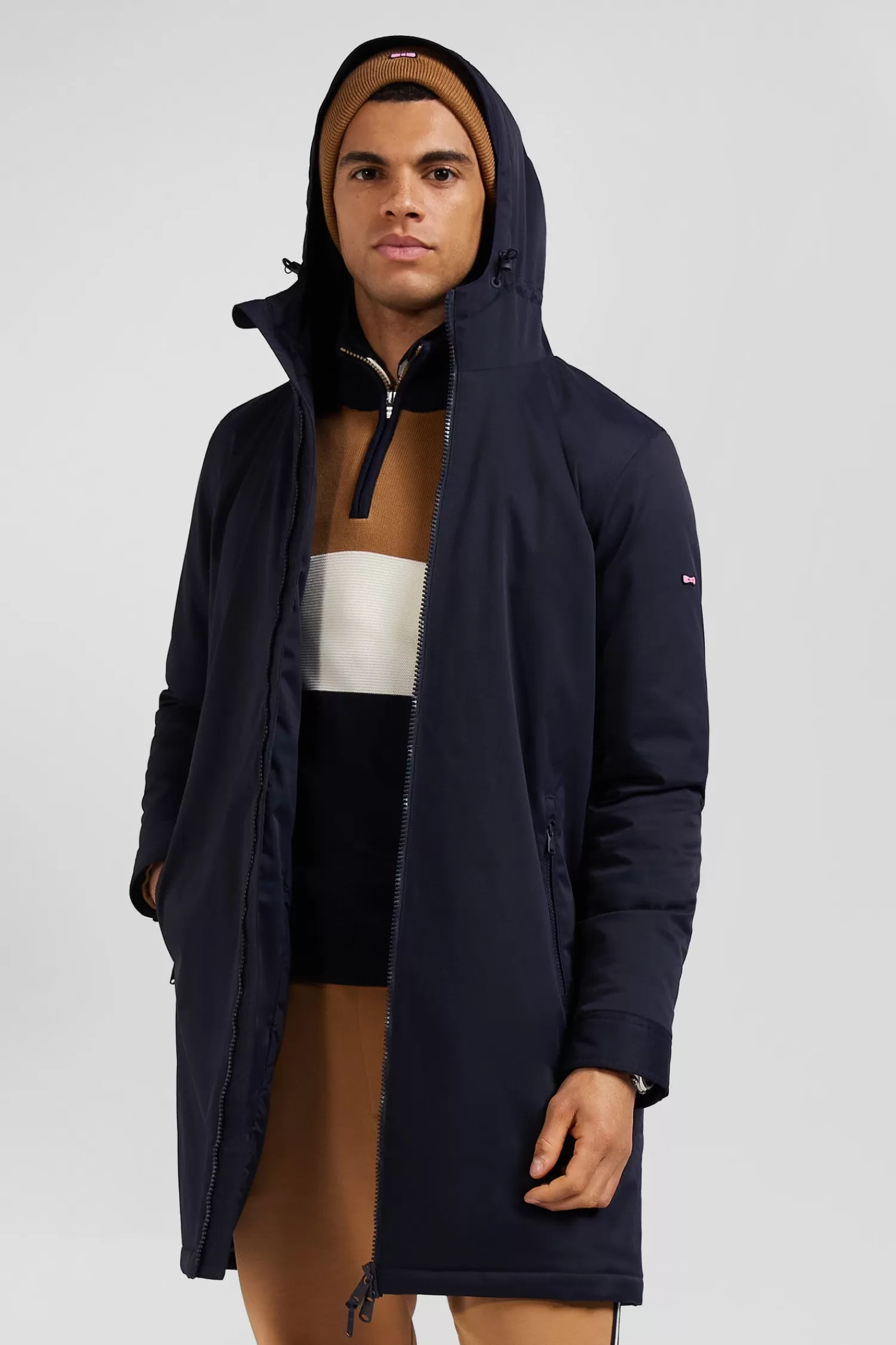navy_blue_long_hooded_nylon_parka_2.webp Eden Park Navy blue long hooded nylon parka< Coats And Jackets