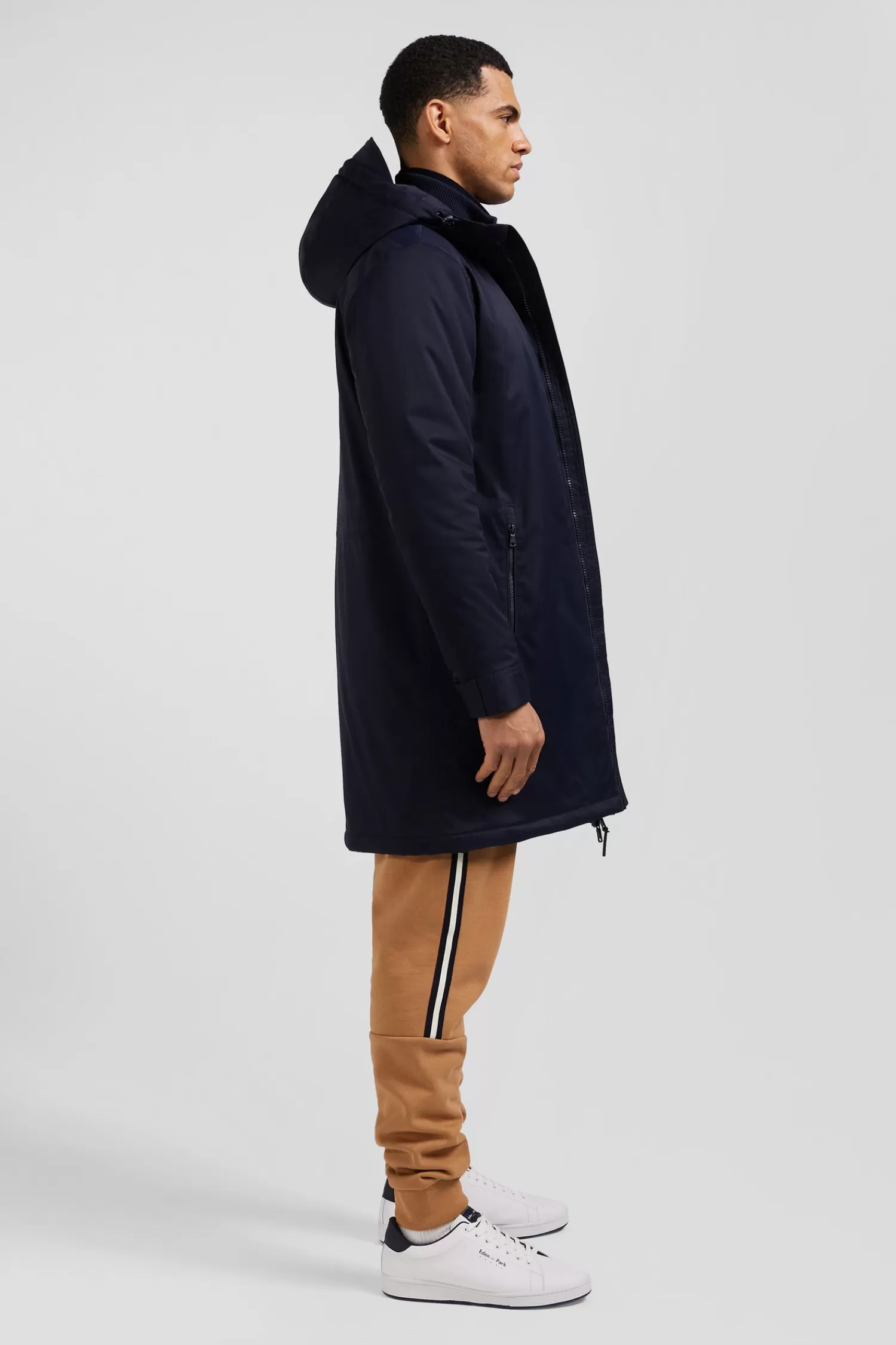 navy_blue_long_hooded_nylon_parka_4.webp Eden Park Navy blue long hooded nylon parka< Coats And Jackets