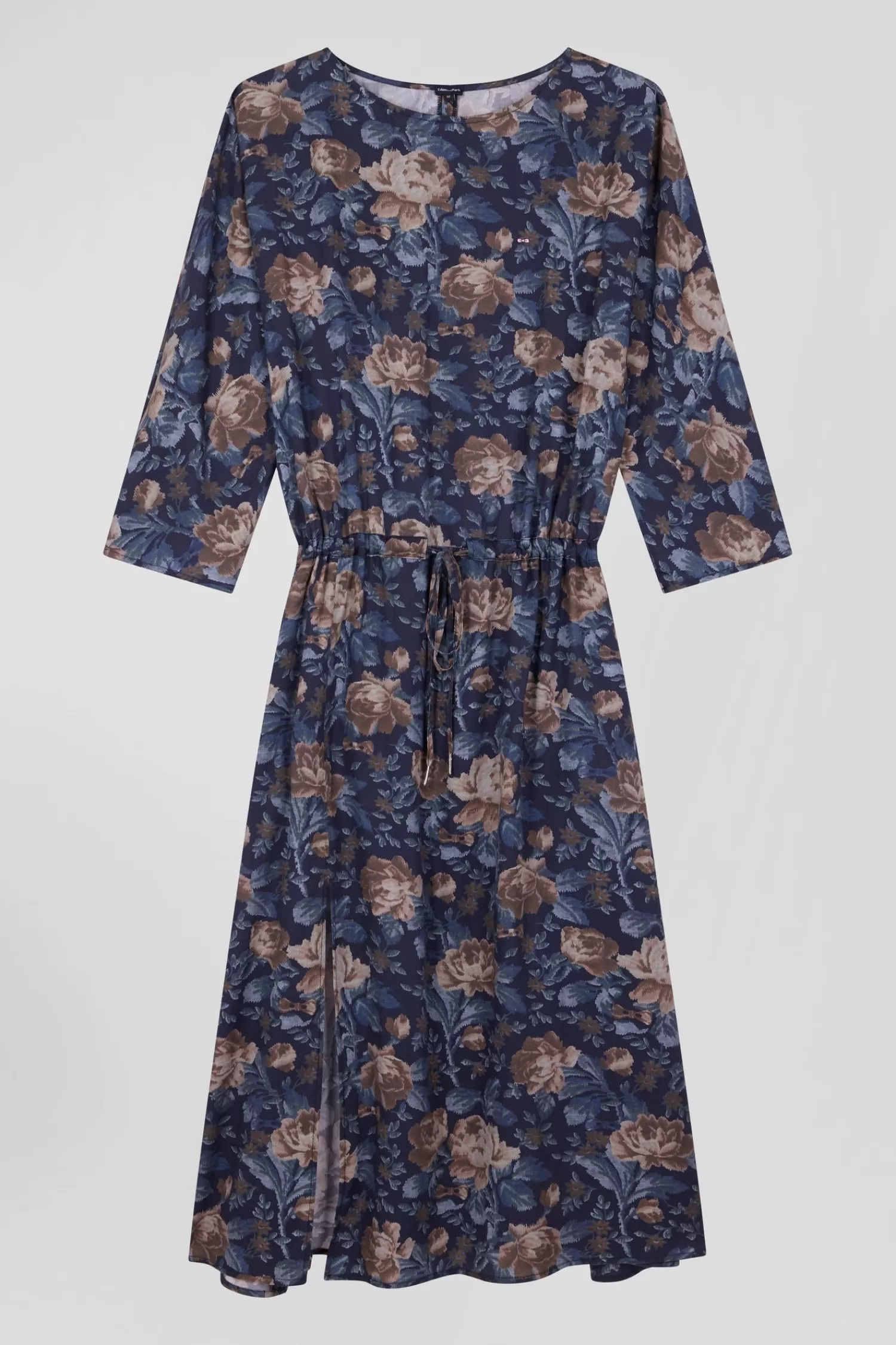Eden Park Navy blue lyocell floral dress with long sleeves<Women Dresses And Skirts