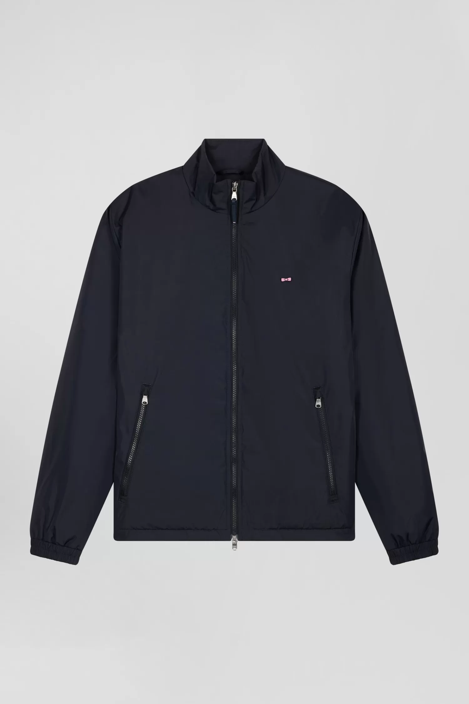 Eden Park Navy blue matte nylon windbreaker with striped back embroidery< Coats And Jackets