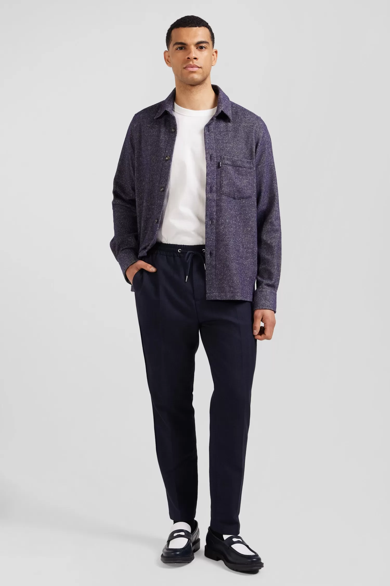 Eden Park Navy blue mixed cotton shirt< Shirts