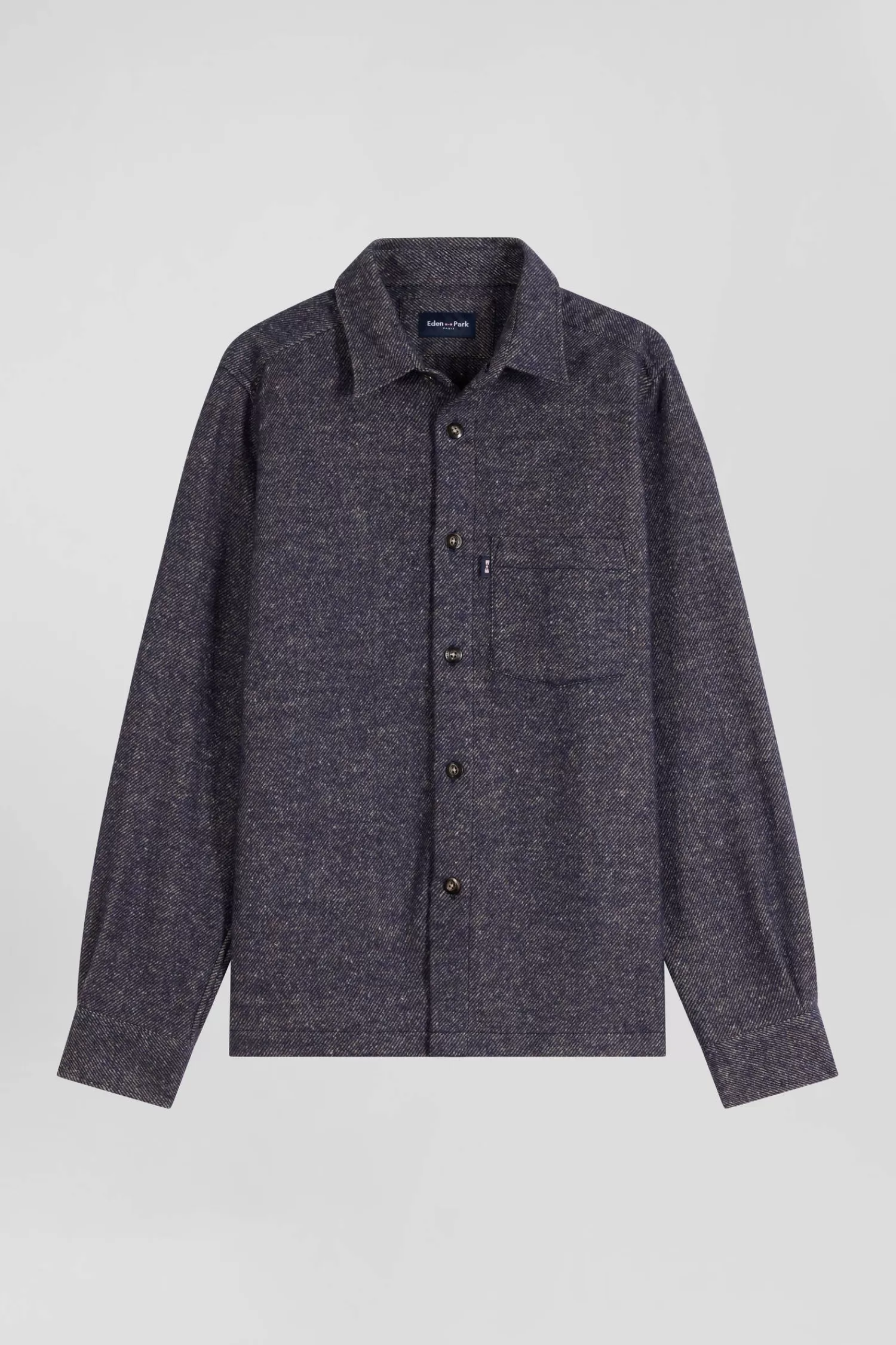 Eden Park Navy blue mixed cotton shirt< Shirts