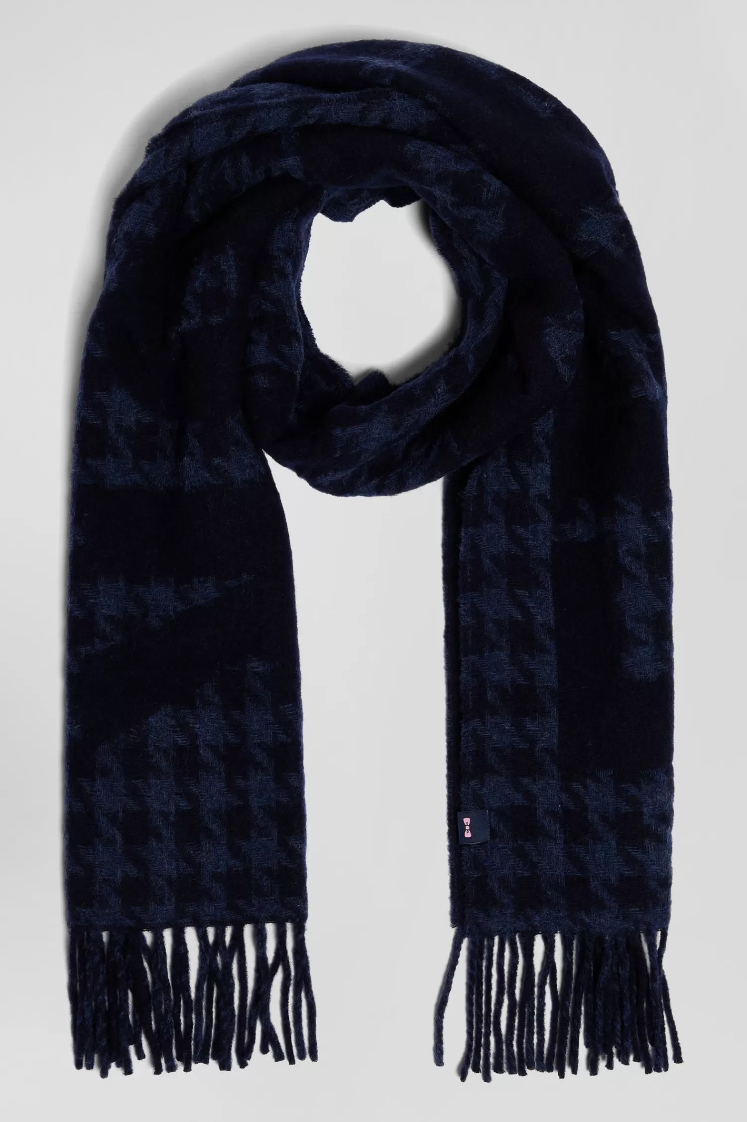 Eden Park Navy blue mixed wool scarf with jacquard lettering< Scarves And Wraps